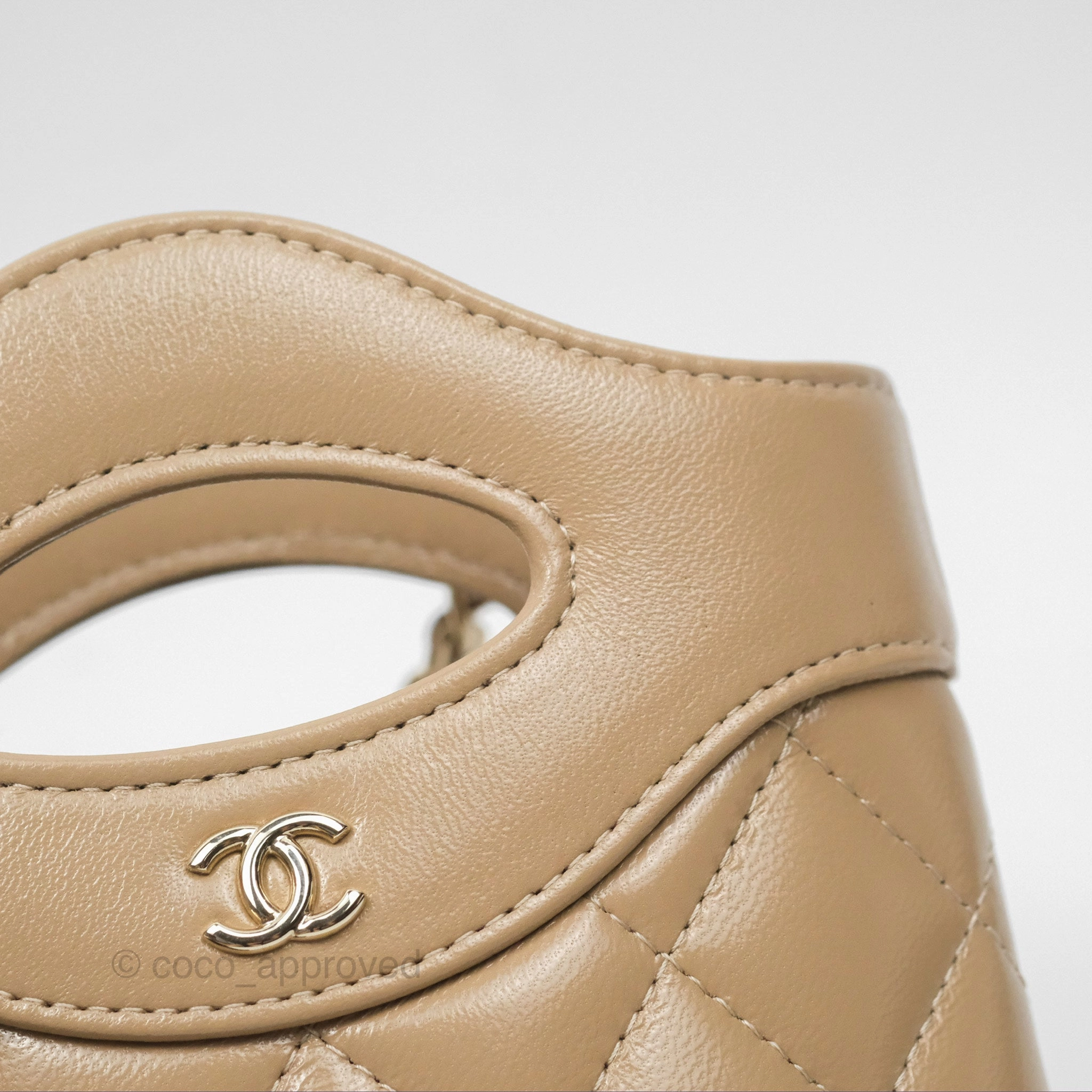 Chanel Micro 31 Beige Bucket Bag Shiny Calfskin Gold Hardware