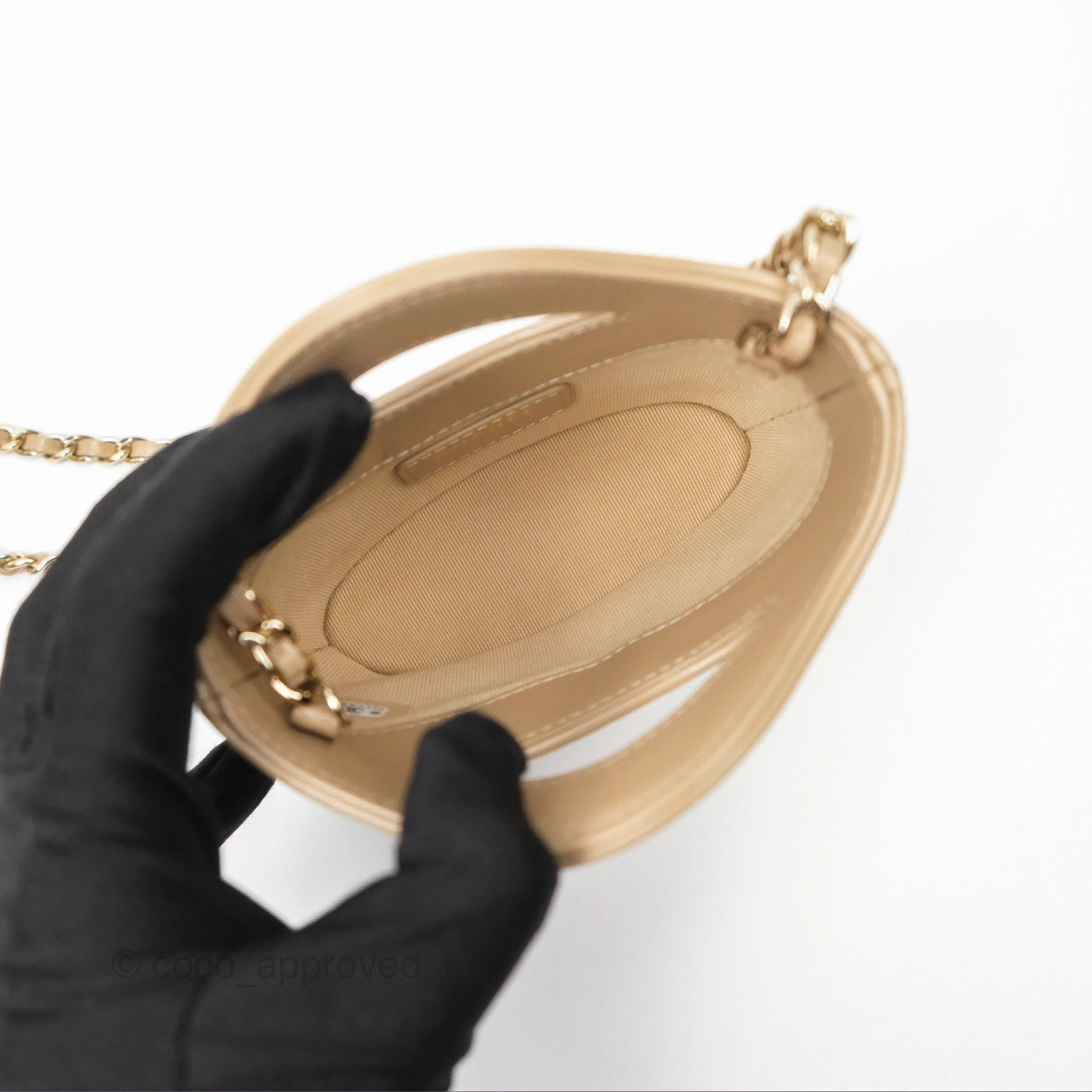 Chanel Micro 31 Beige Bucket Bag Shiny Calfskin Gold Hardware