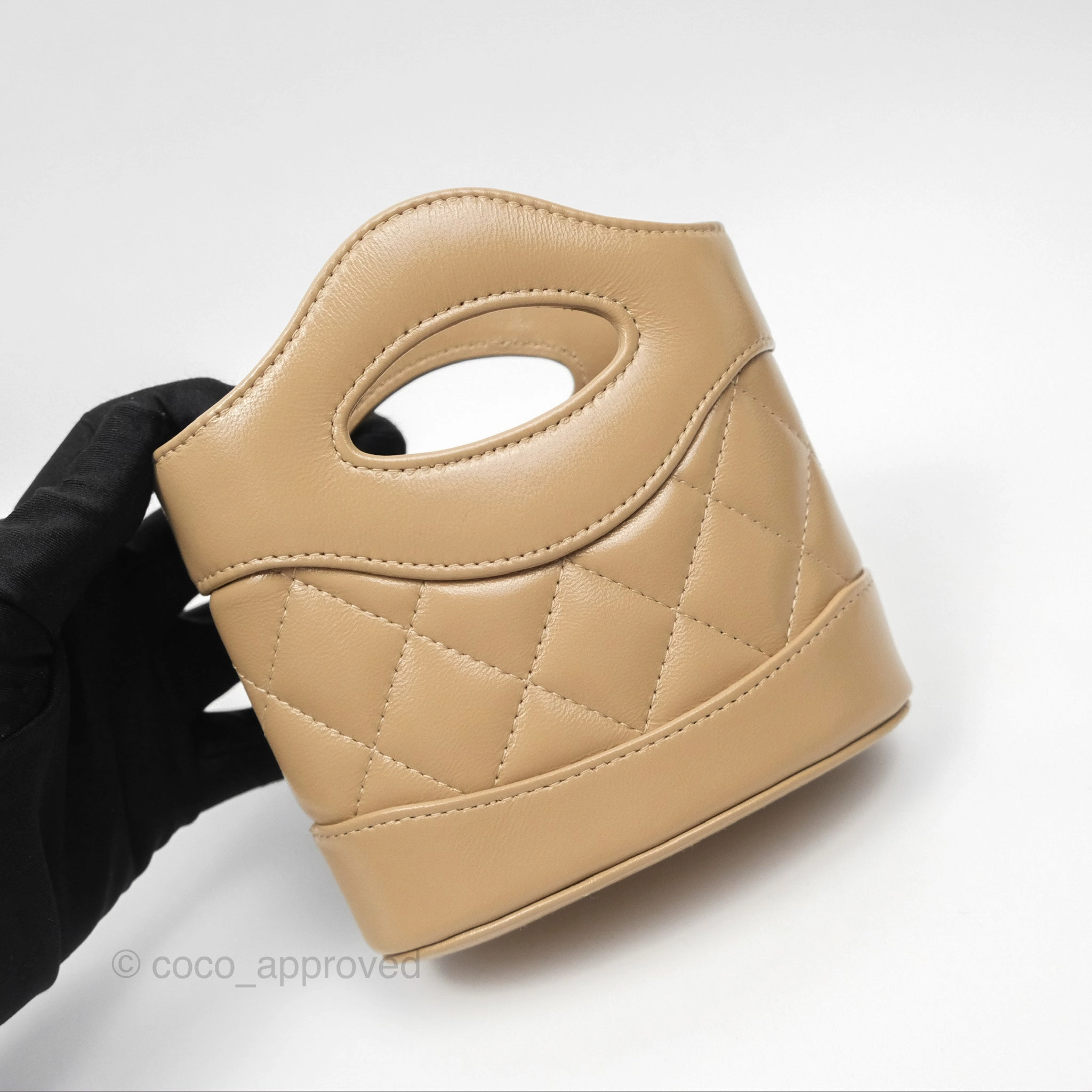 Chanel Micro 31 Beige Bucket Bag Shiny Calfskin Gold Hardware