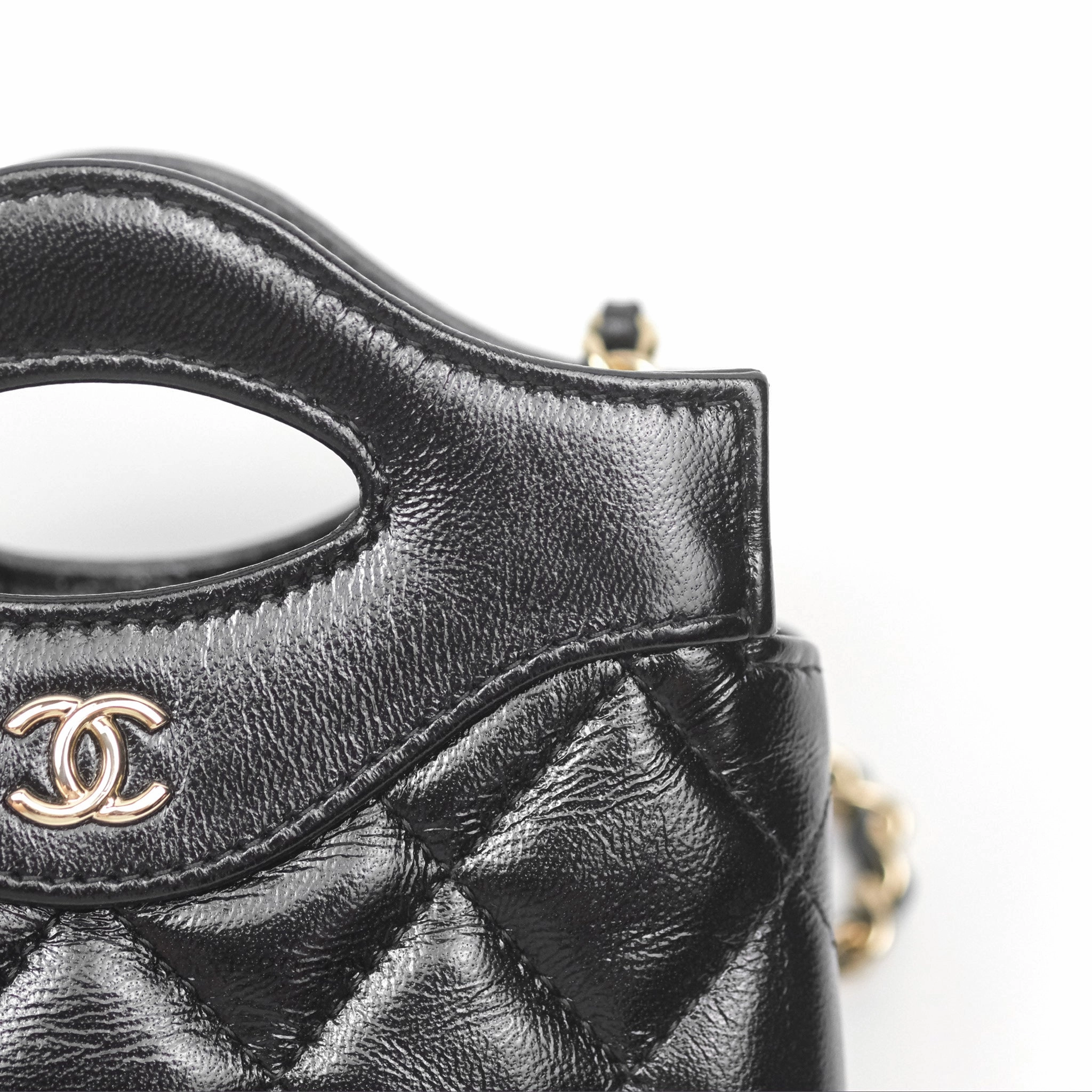 Chanel Micro 31 Black Shiny Calfskin Gold Hardware