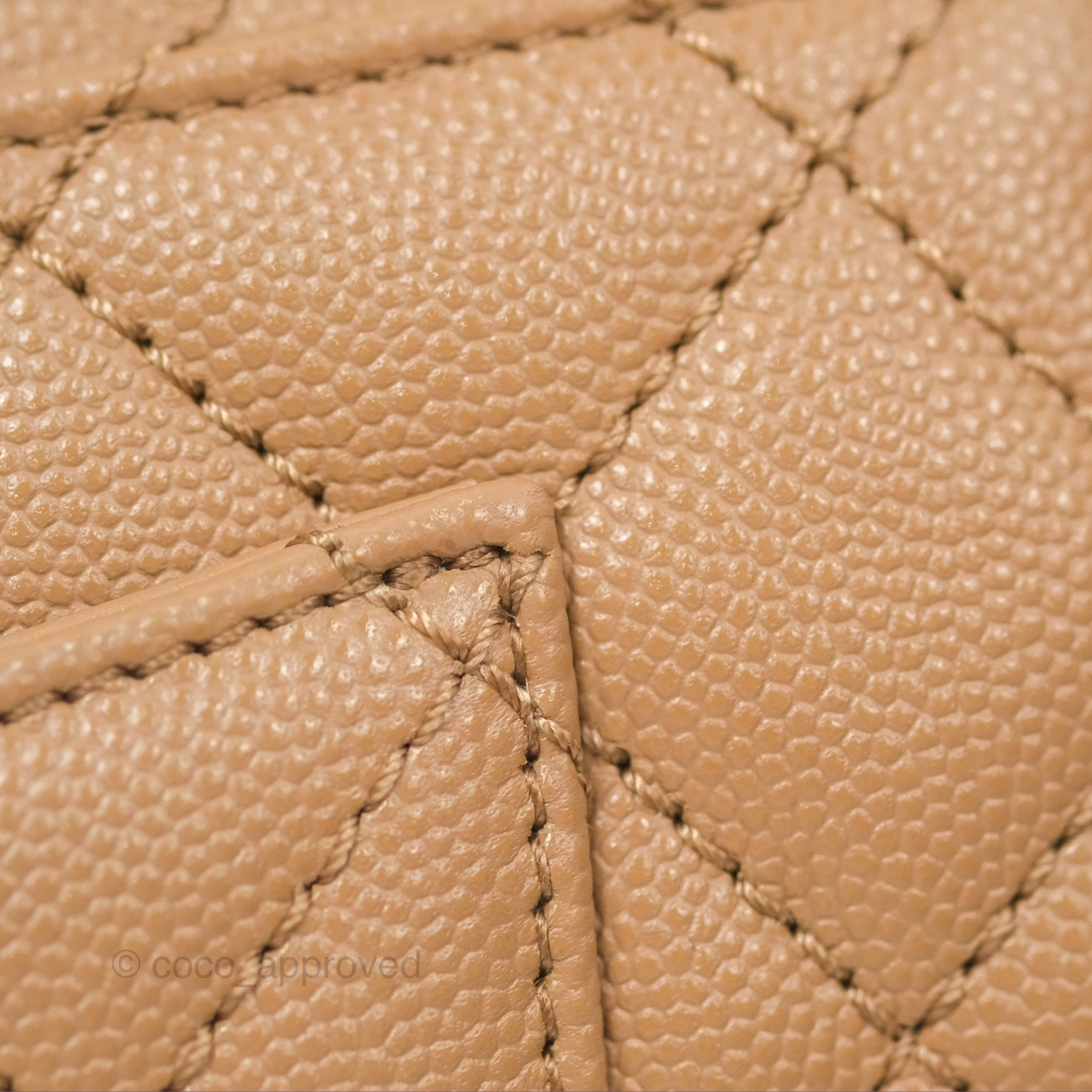 Chanel Mini Coco Handle Quilted Beige Caviar Gold Hardware