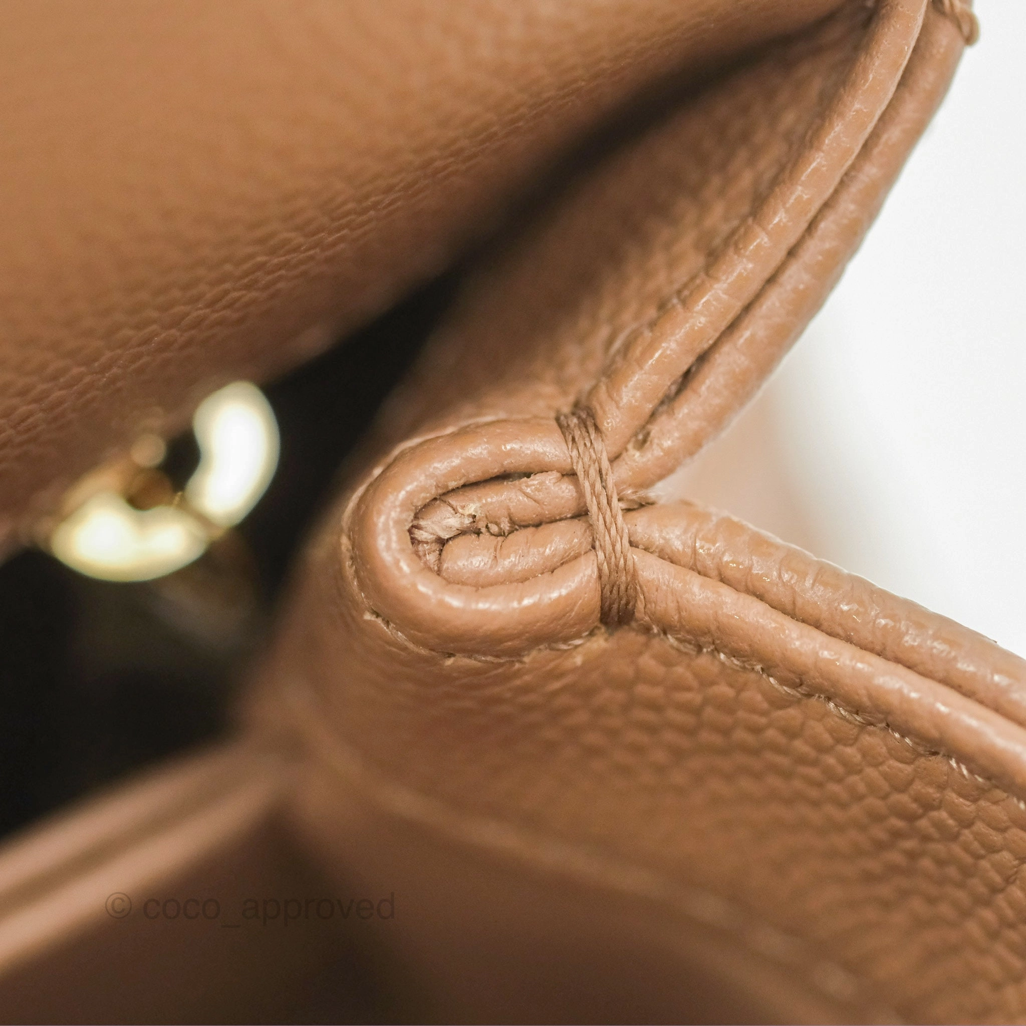 Chanel Mini Coco Handle Quilted Beige Caviar Gold Hardware