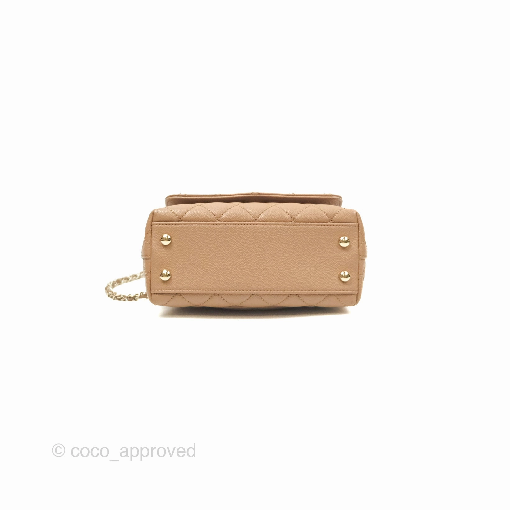 Chanel Mini Coco Handle Quilted Beige Caviar Gold Hardware