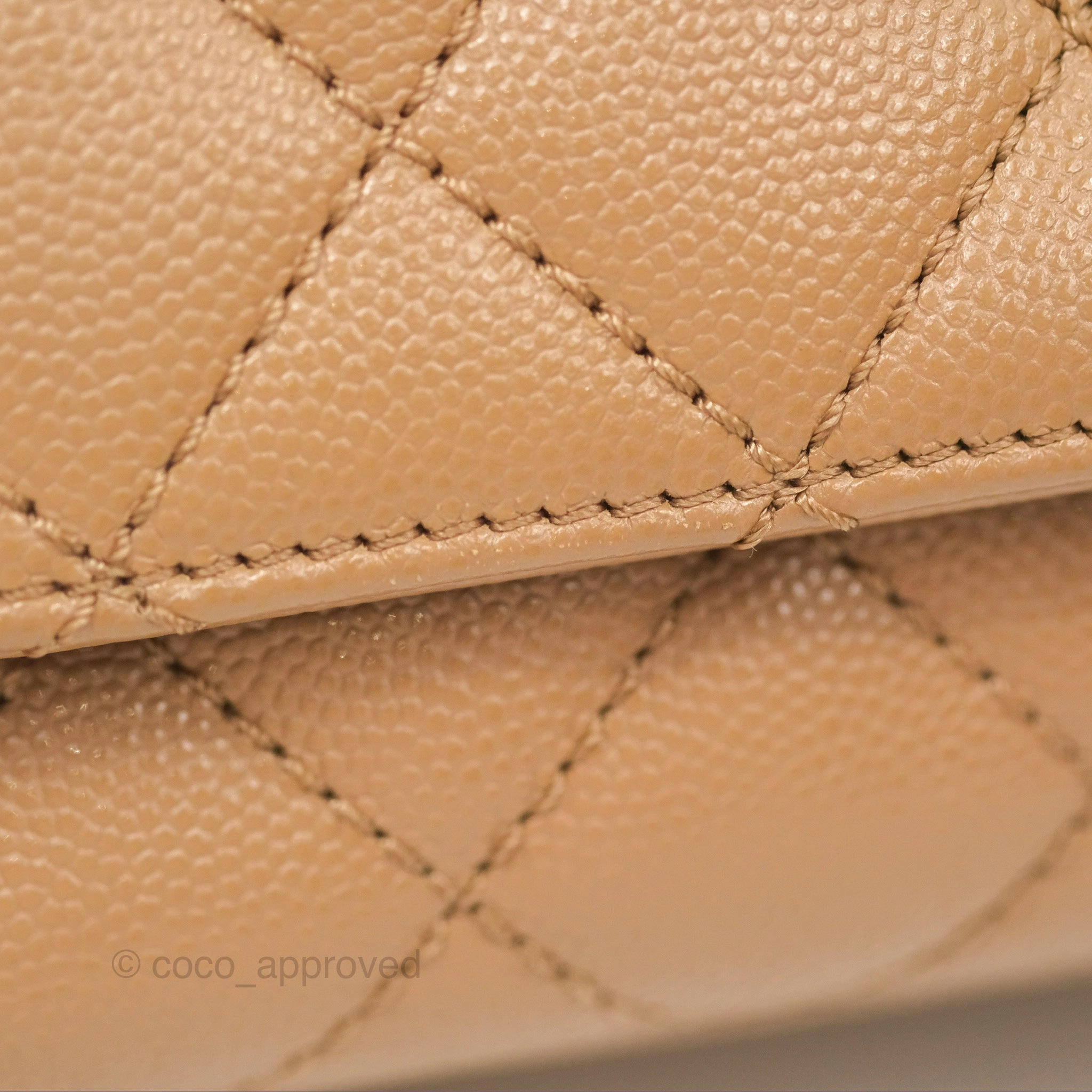Chanel Mini Coco Handle Quilted Beige Caviar Gold Hardware