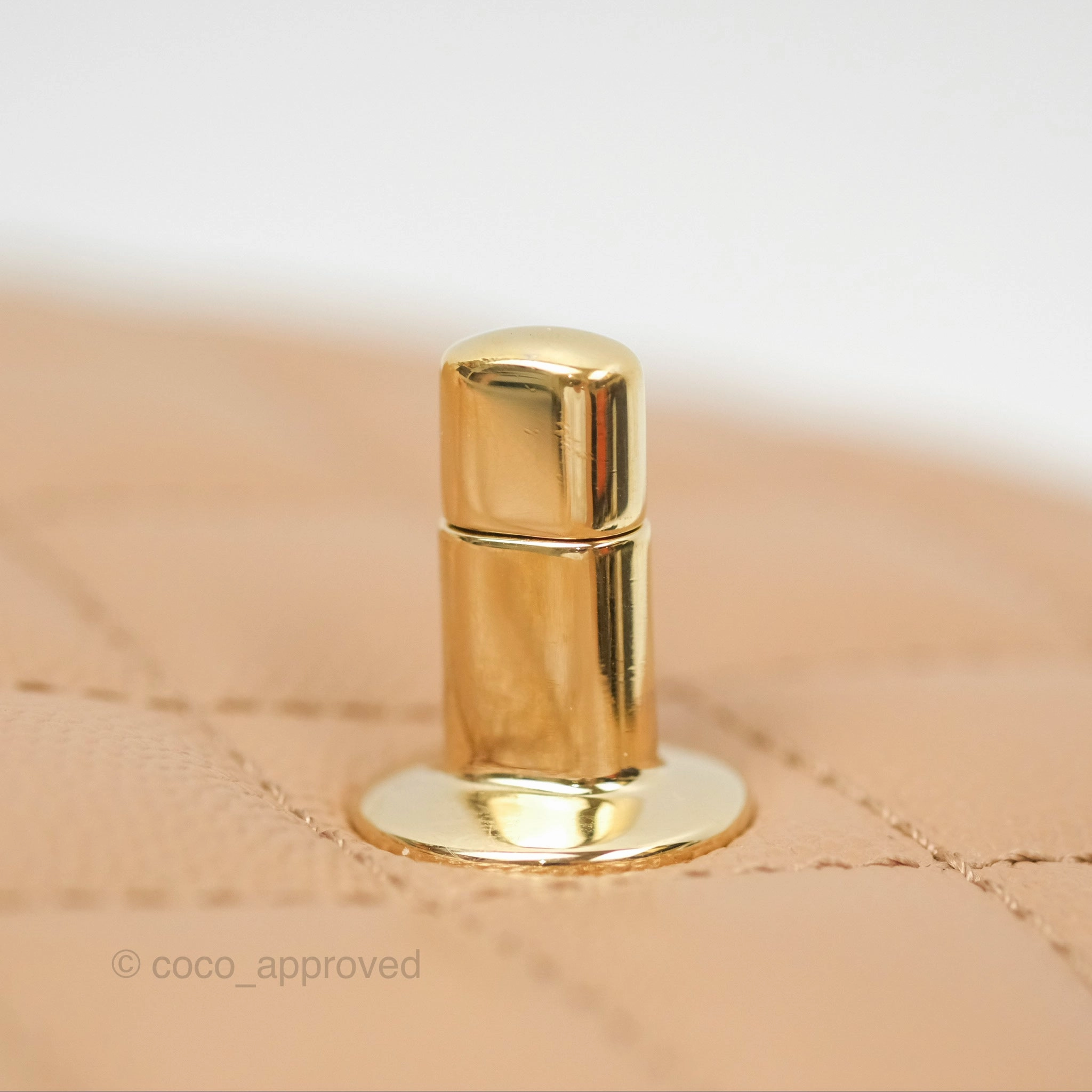 Chanel Mini Coco Handle Quilted Beige Caviar Gold Hardware
