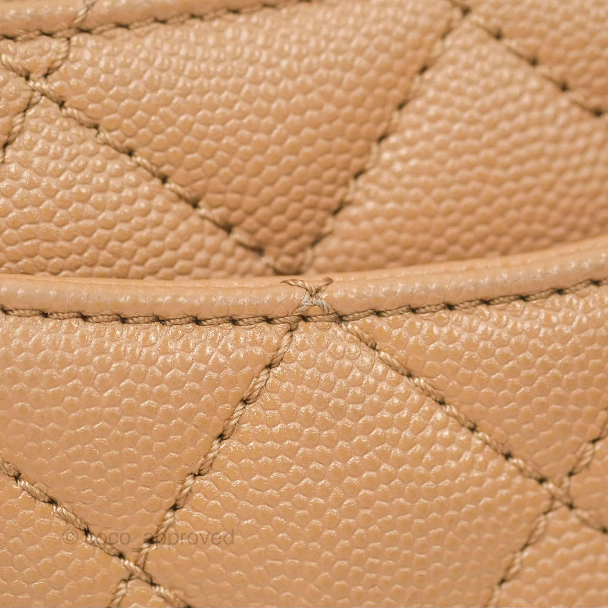 Chanel Mini Coco Handle Quilted Beige Caviar Gold Hardware