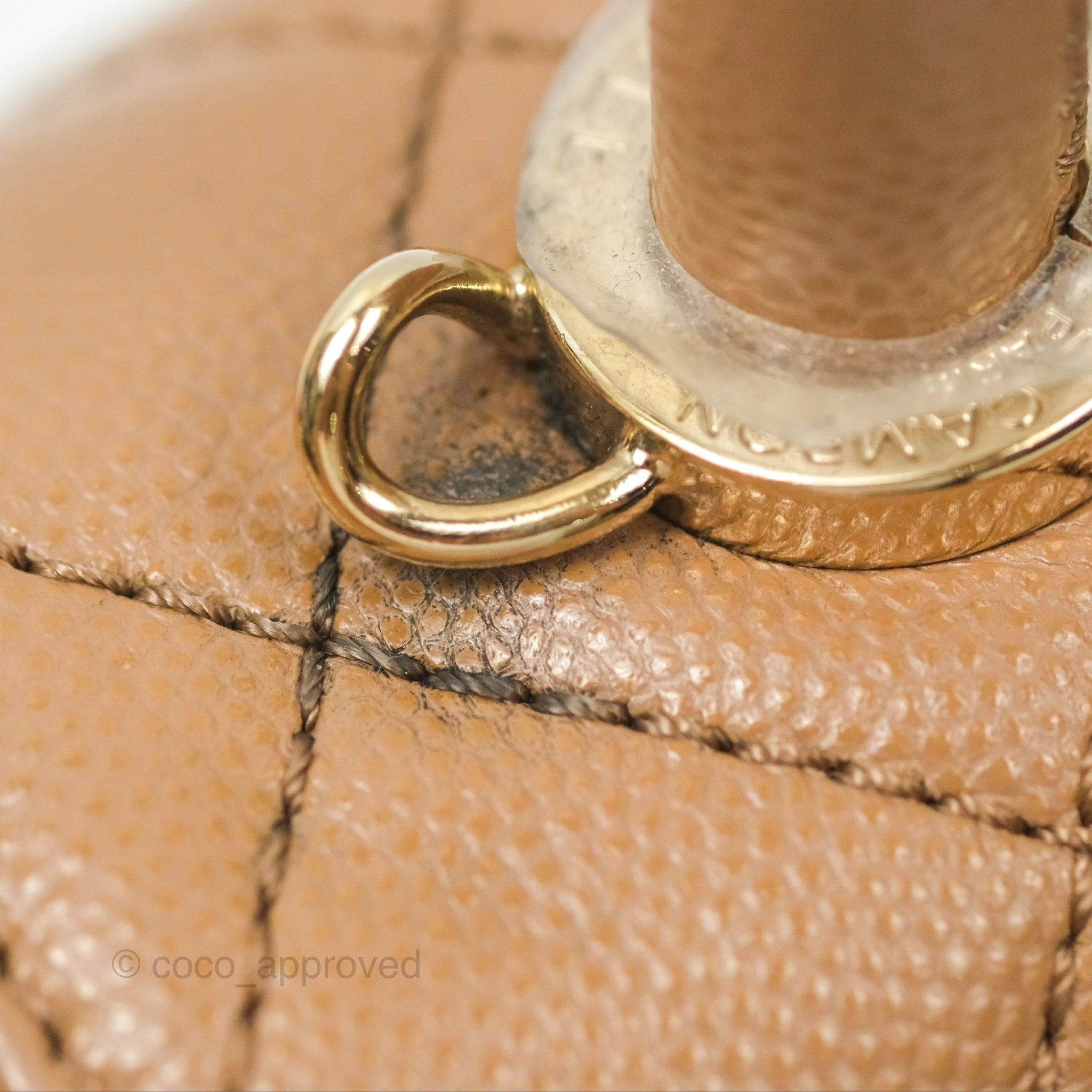 Chanel Mini Coco Handle Quilted Beige Caviar Gold Hardware