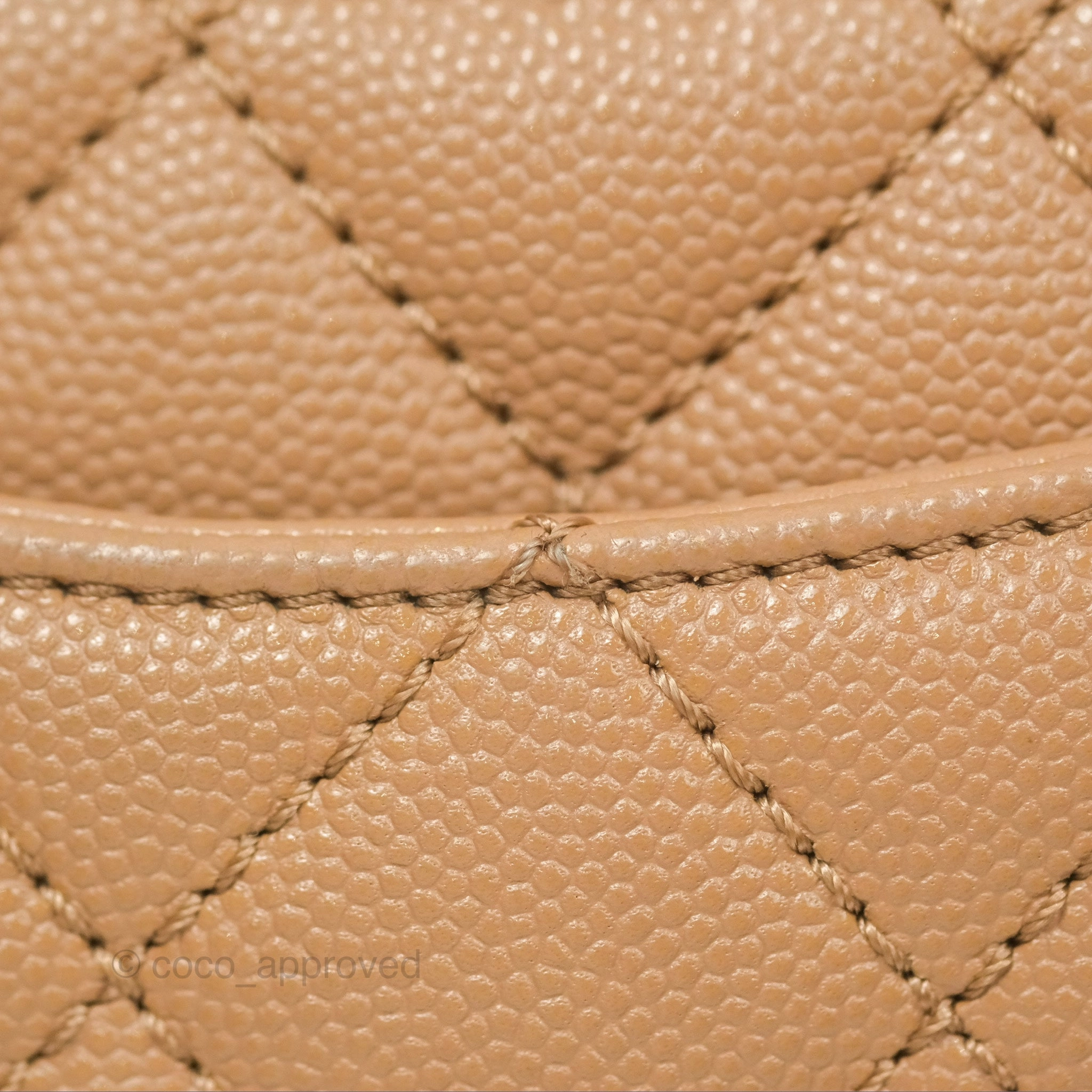 Chanel Mini Coco Handle Quilted Beige Caviar Gold Hardware