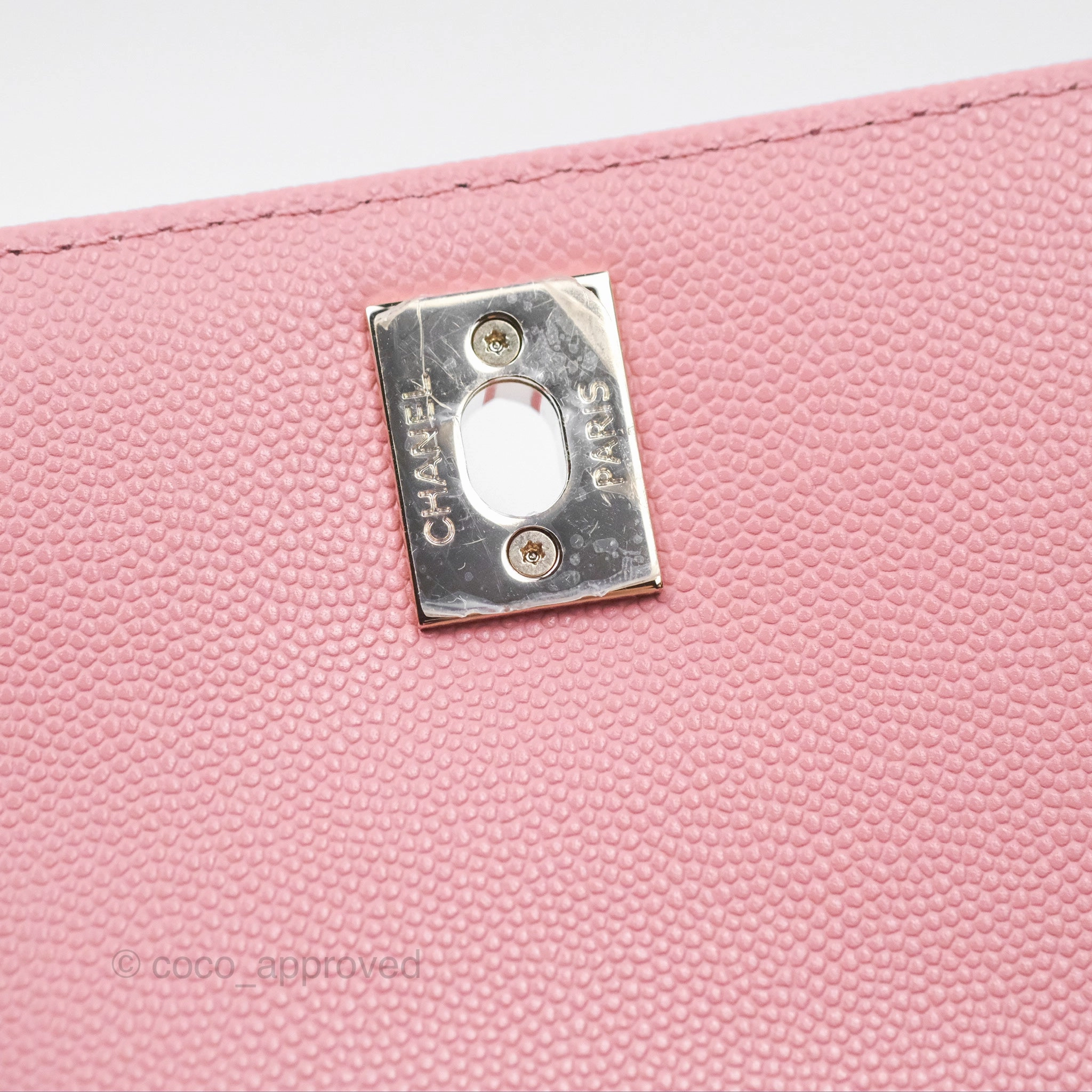 Chanel Mini Coco Handle Quilted Pink Caviar Gold Hardware