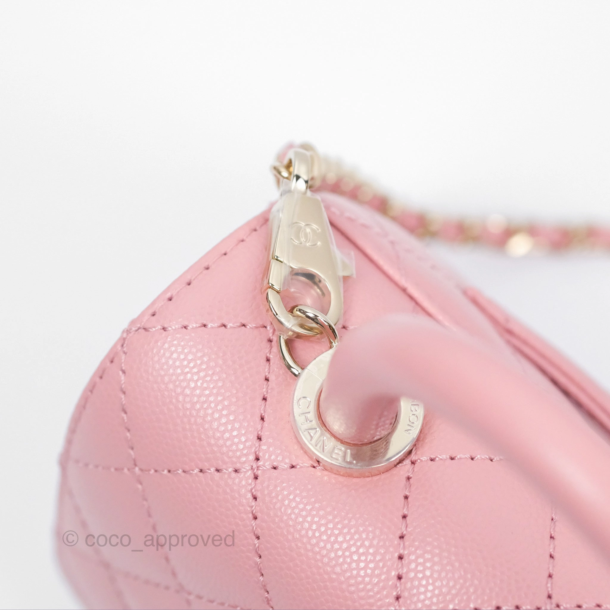 Chanel Mini Coco Handle Quilted Pink Caviar Gold Hardware
