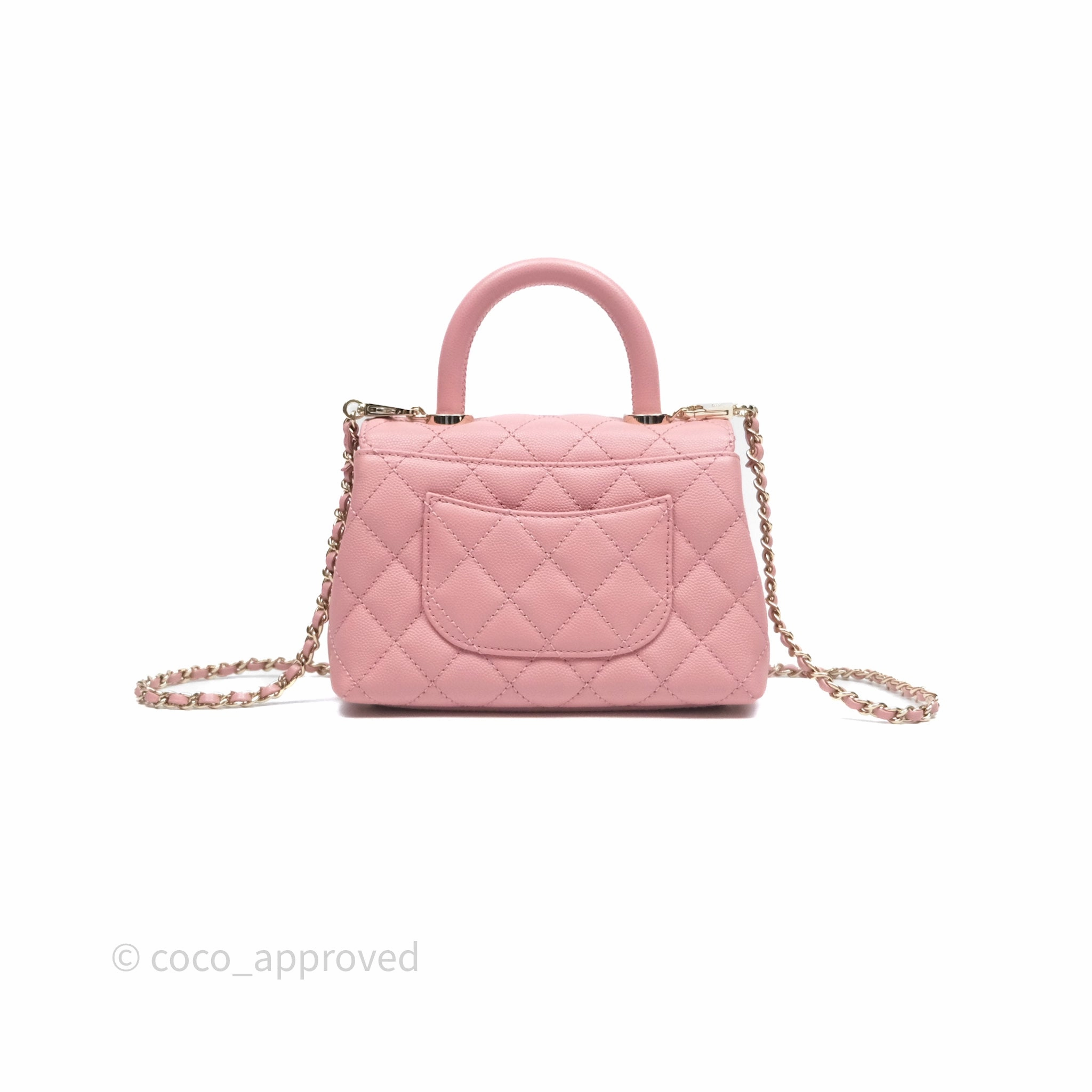 Chanel Mini Coco Handle Quilted Pink Caviar Gold Hardware