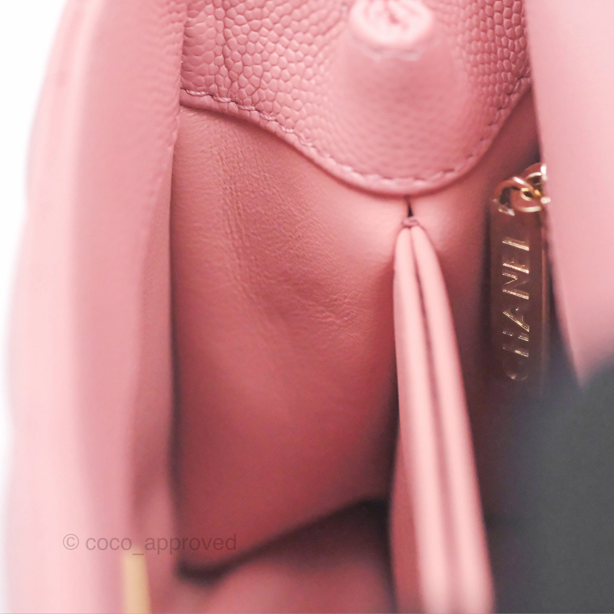 Chanel Mini Coco Handle Quilted Pink Caviar Gold Hardware