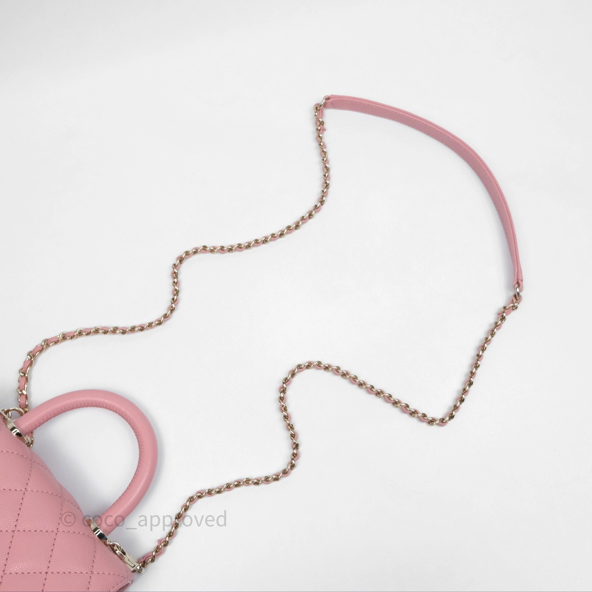 Chanel Mini Coco Handle Quilted Pink Caviar Gold Hardware