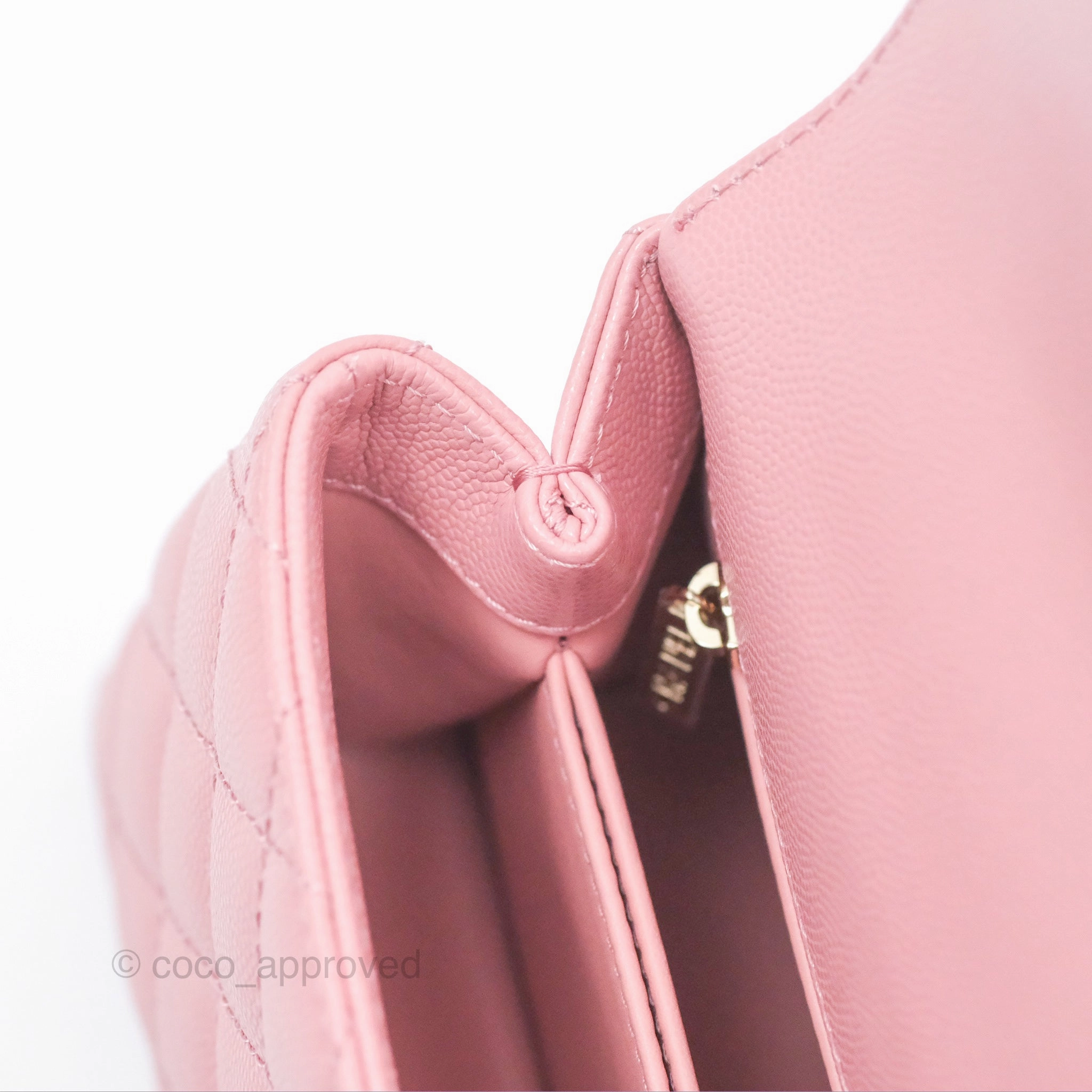 Chanel Mini Coco Handle Quilted Pink Caviar Gold Hardware