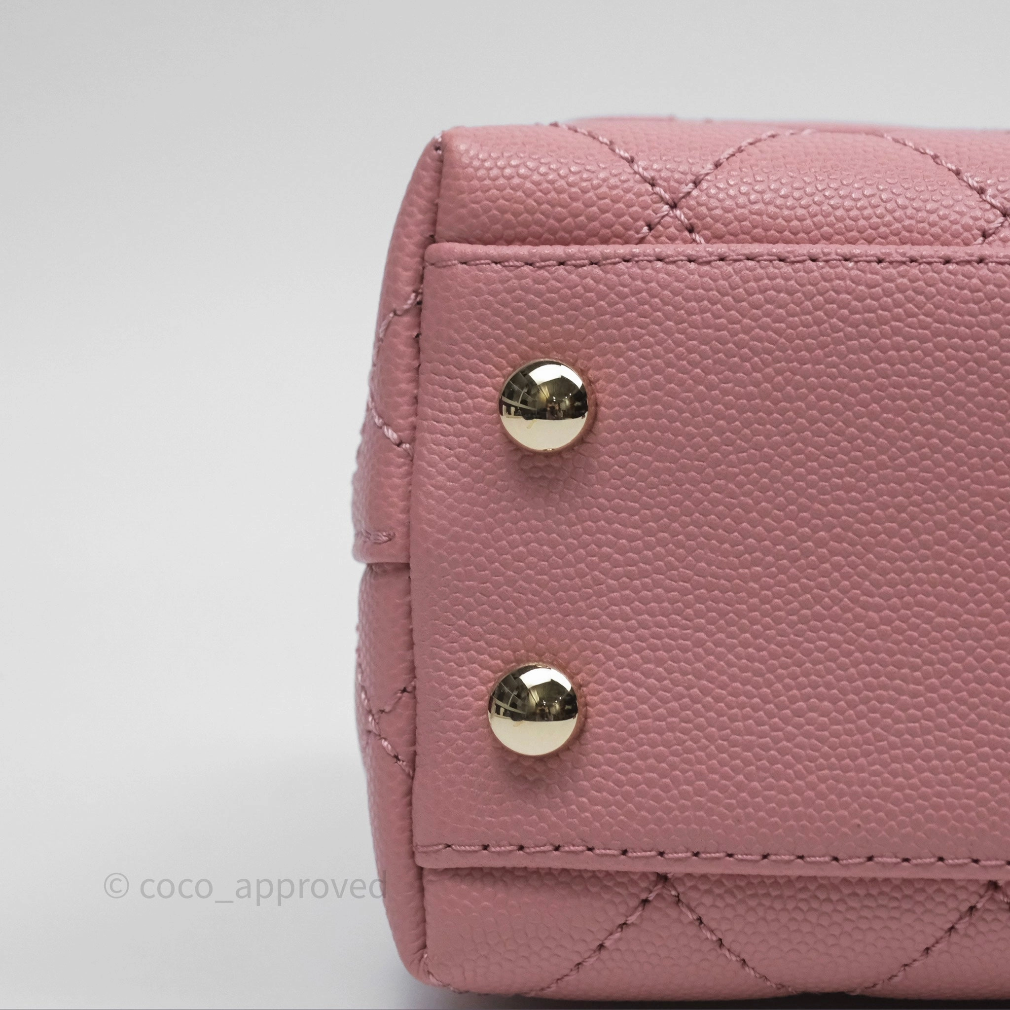 Chanel Mini Coco Handle Quilted Pink Caviar Gold Hardware