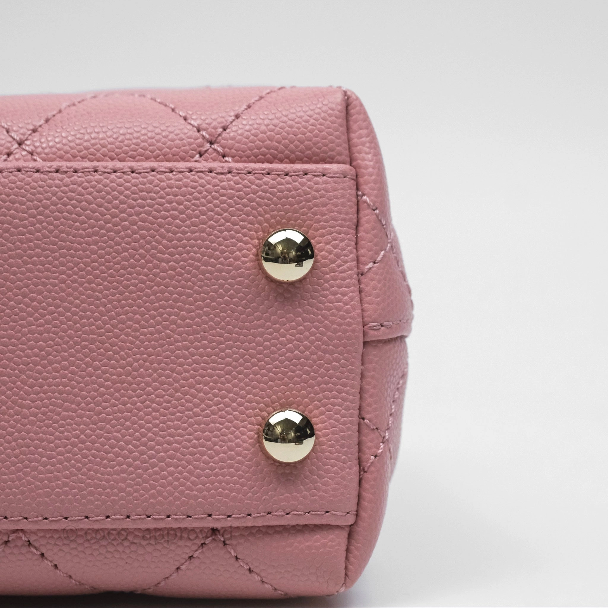 Chanel Mini Coco Handle Quilted Pink Caviar Gold Hardware