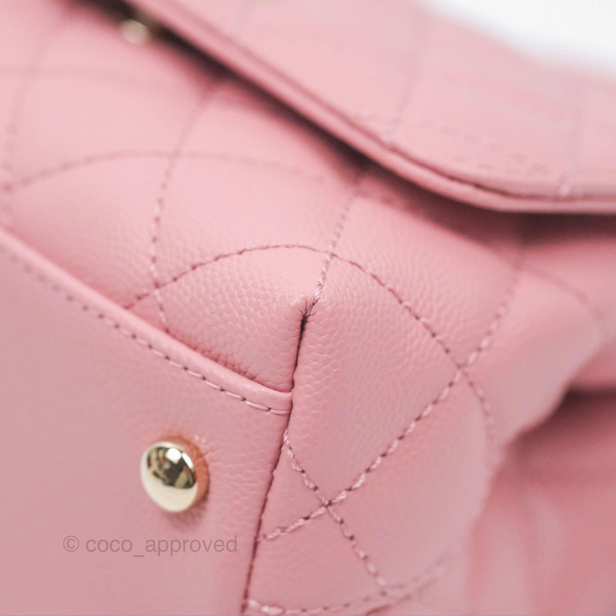 Chanel Mini Coco Handle Quilted Pink Caviar Gold Hardware