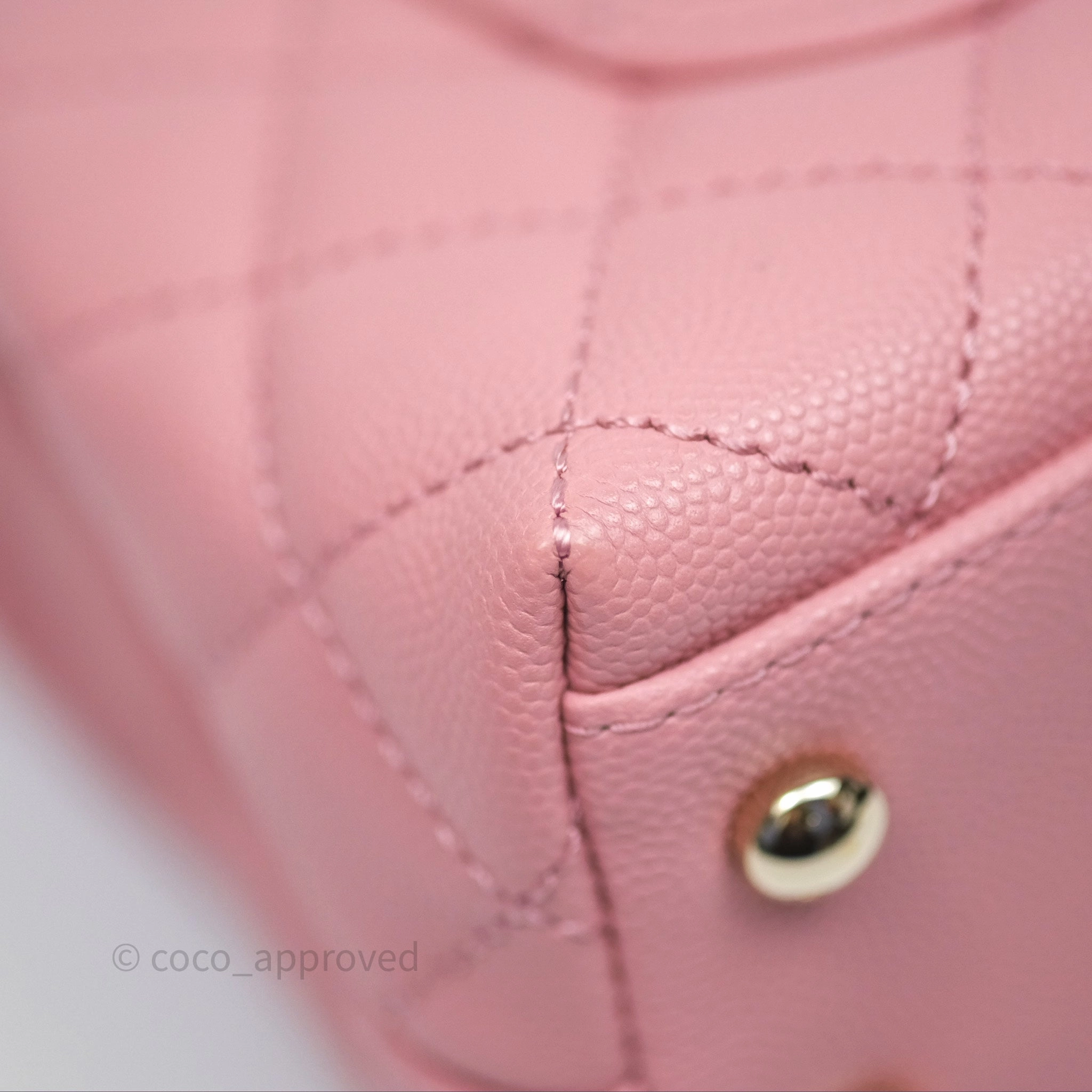 Chanel Mini Coco Handle Quilted Pink Caviar Gold Hardware