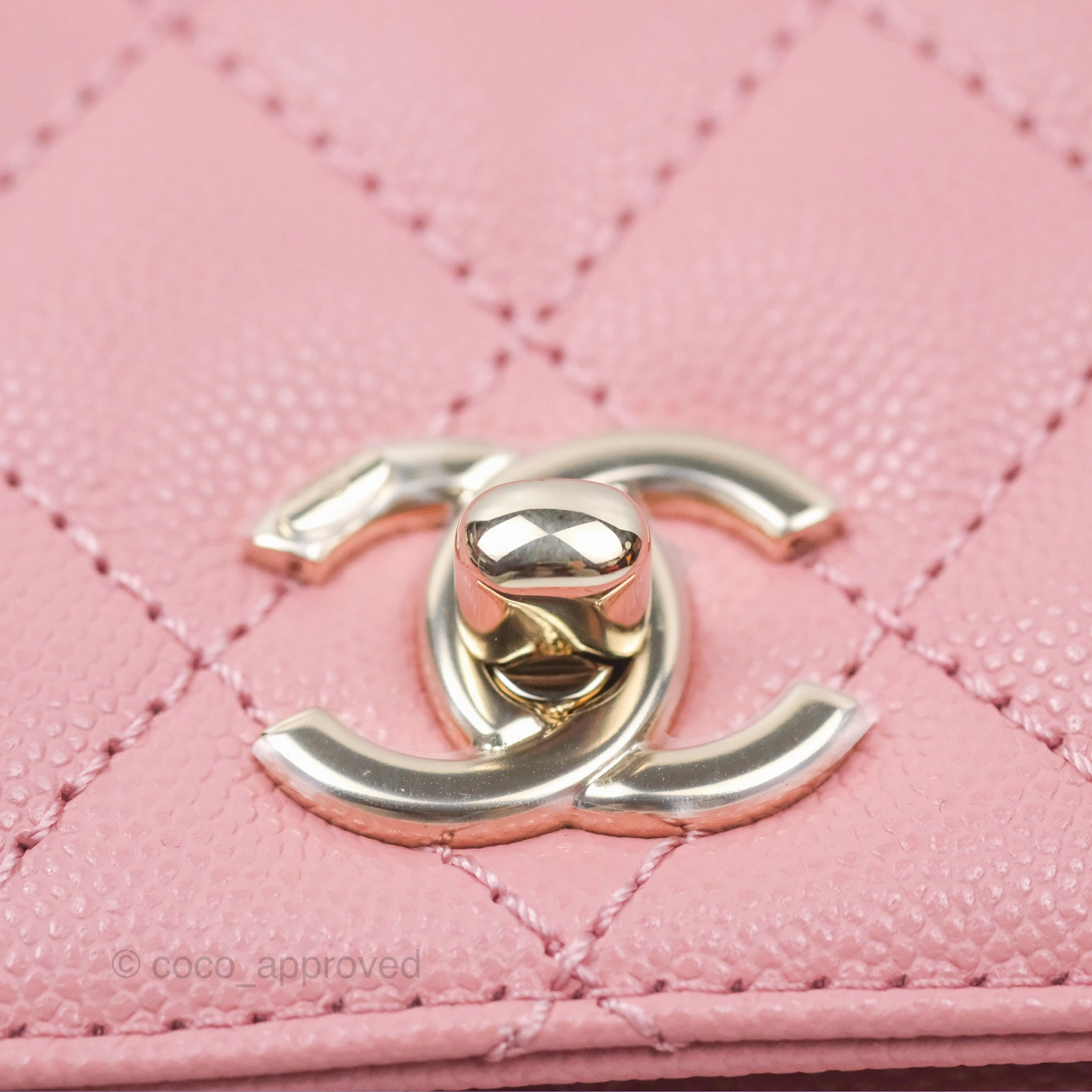 Chanel Mini Coco Handle Quilted Pink Caviar Gold Hardware