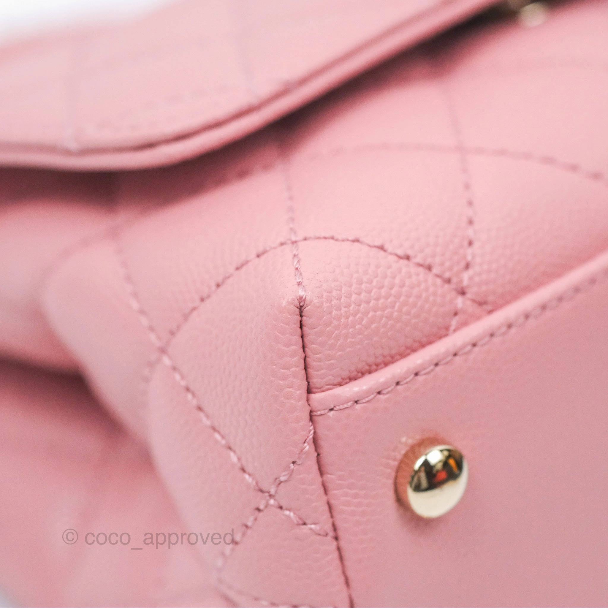 Chanel Mini Coco Handle Quilted Pink Caviar Gold Hardware