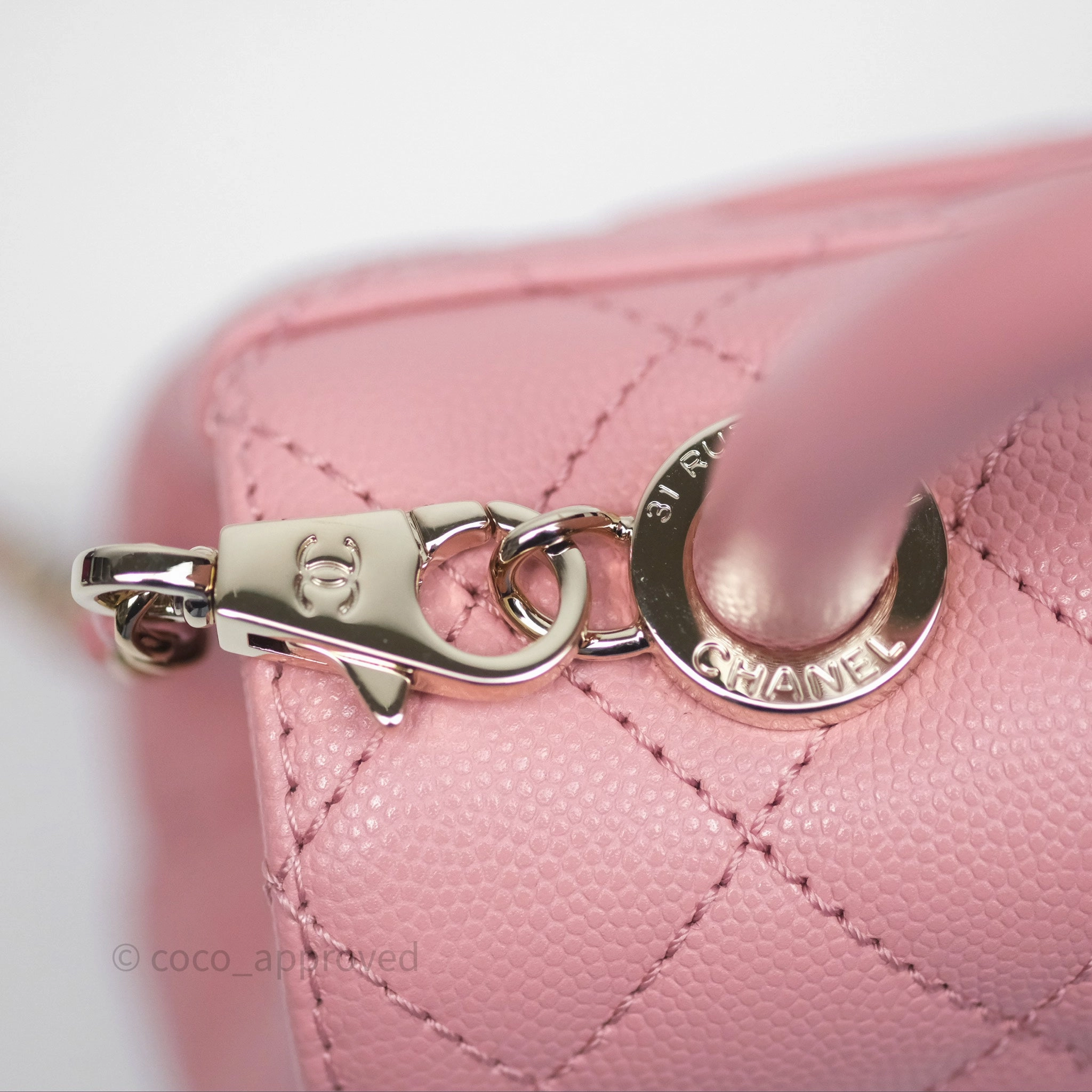 Chanel Mini Coco Handle Quilted Pink Caviar Gold Hardware