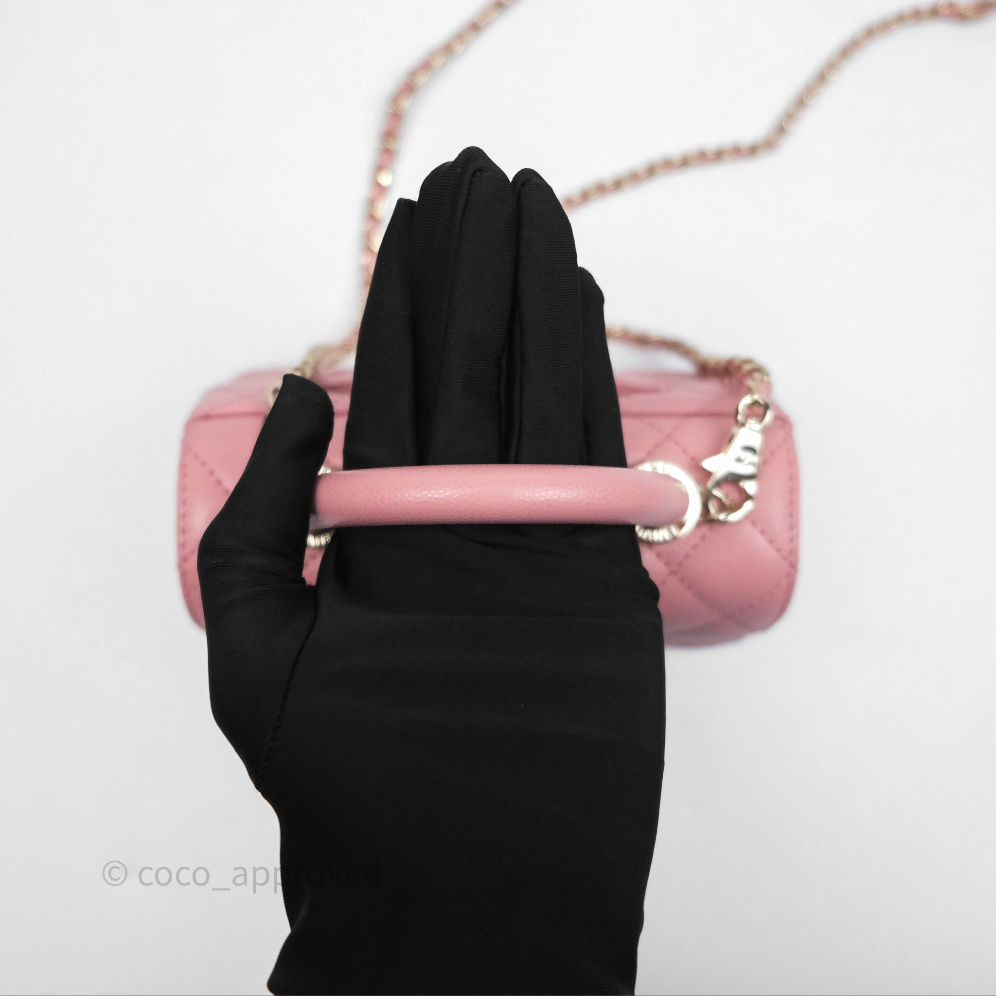 Chanel Mini Coco Handle Quilted Pink Caviar Gold Hardware