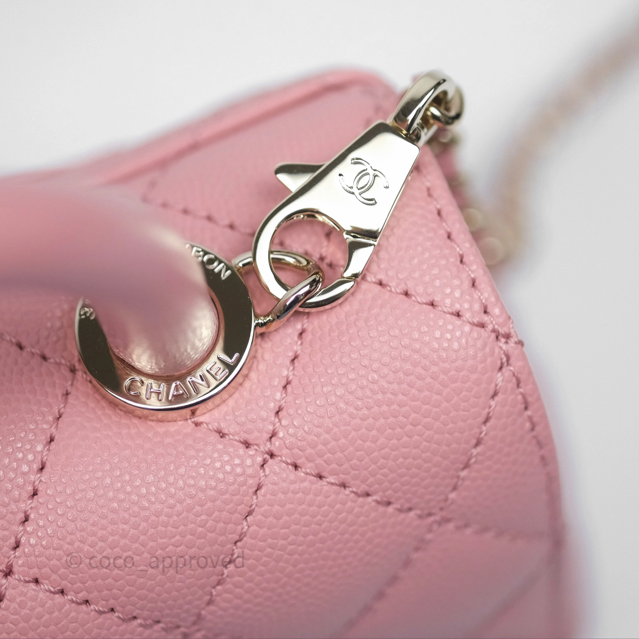 Chanel Mini Coco Handle Quilted Pink Caviar Gold Hardware