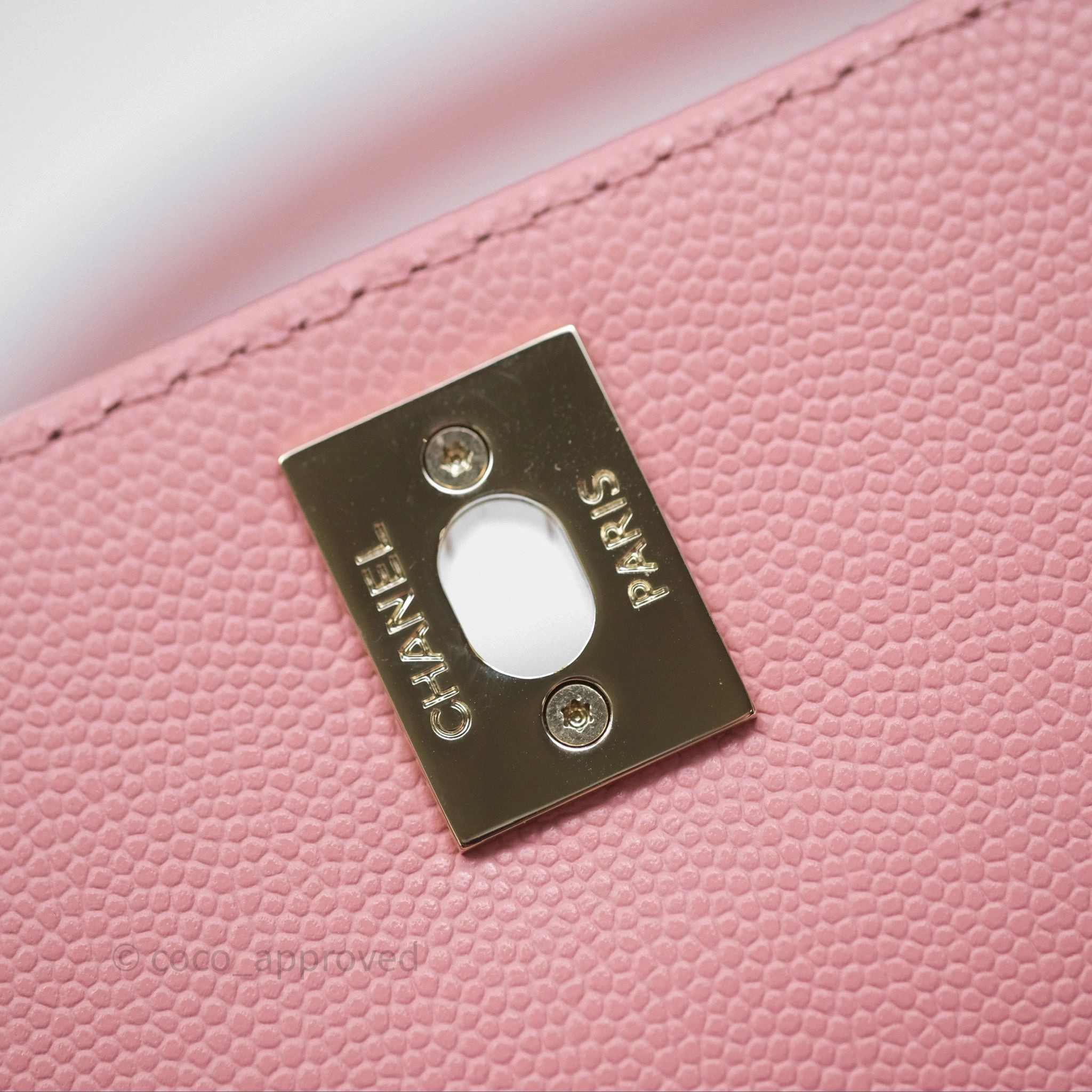 Chanel Mini Coco Handle Quilted Pink Caviar Gold Hardware