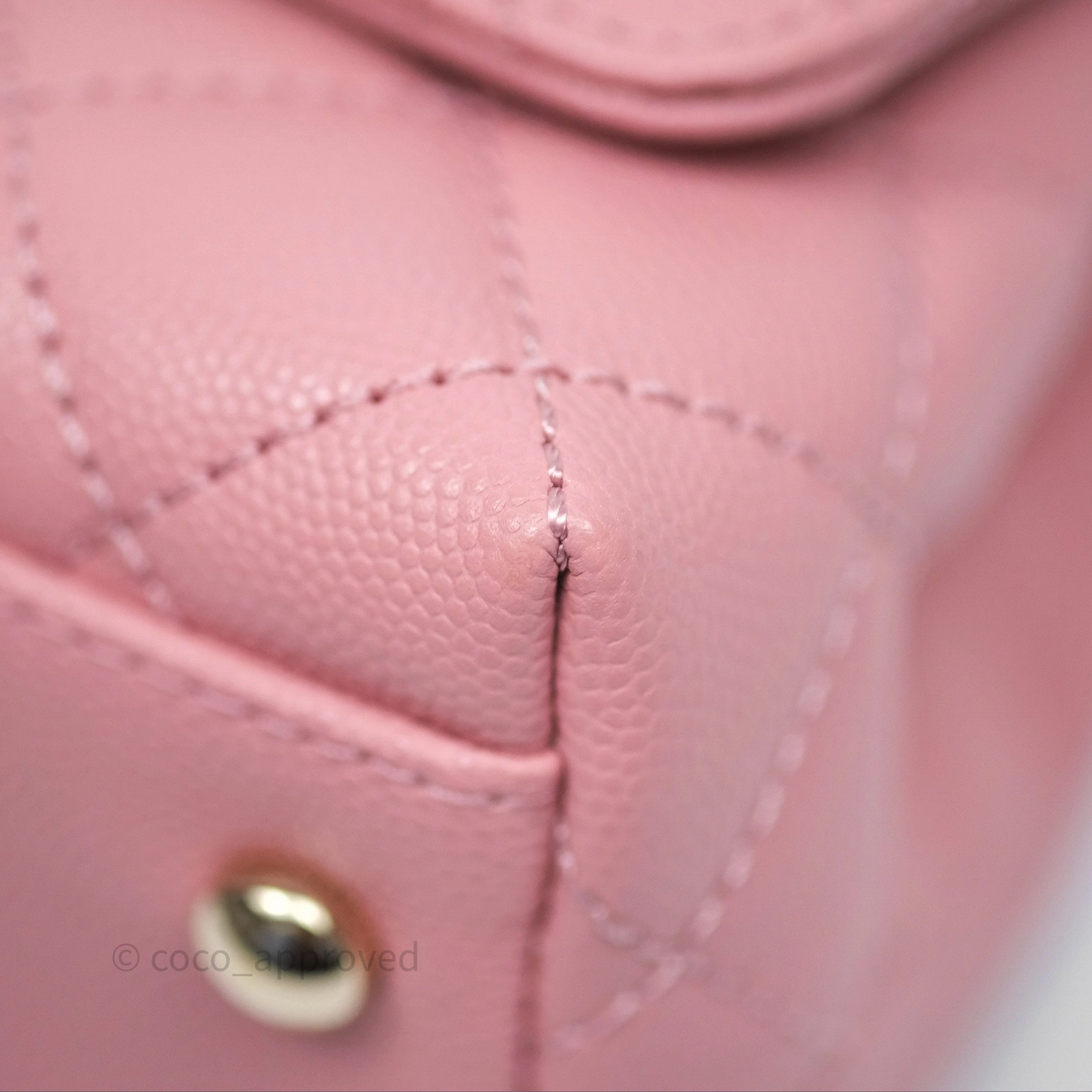 Chanel Mini Coco Handle Quilted Pink Caviar Gold Hardware