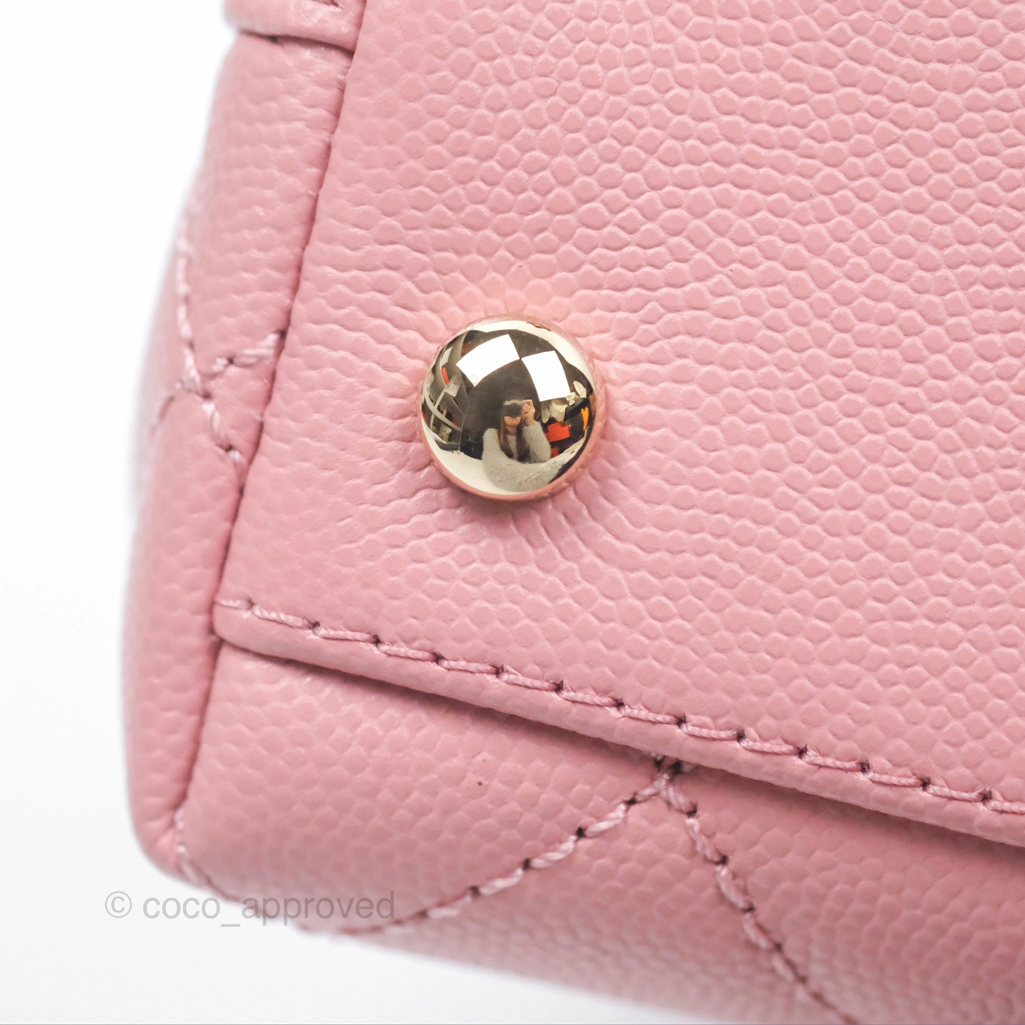 Chanel Mini Coco Handle Quilted Pink Caviar Gold Hardware