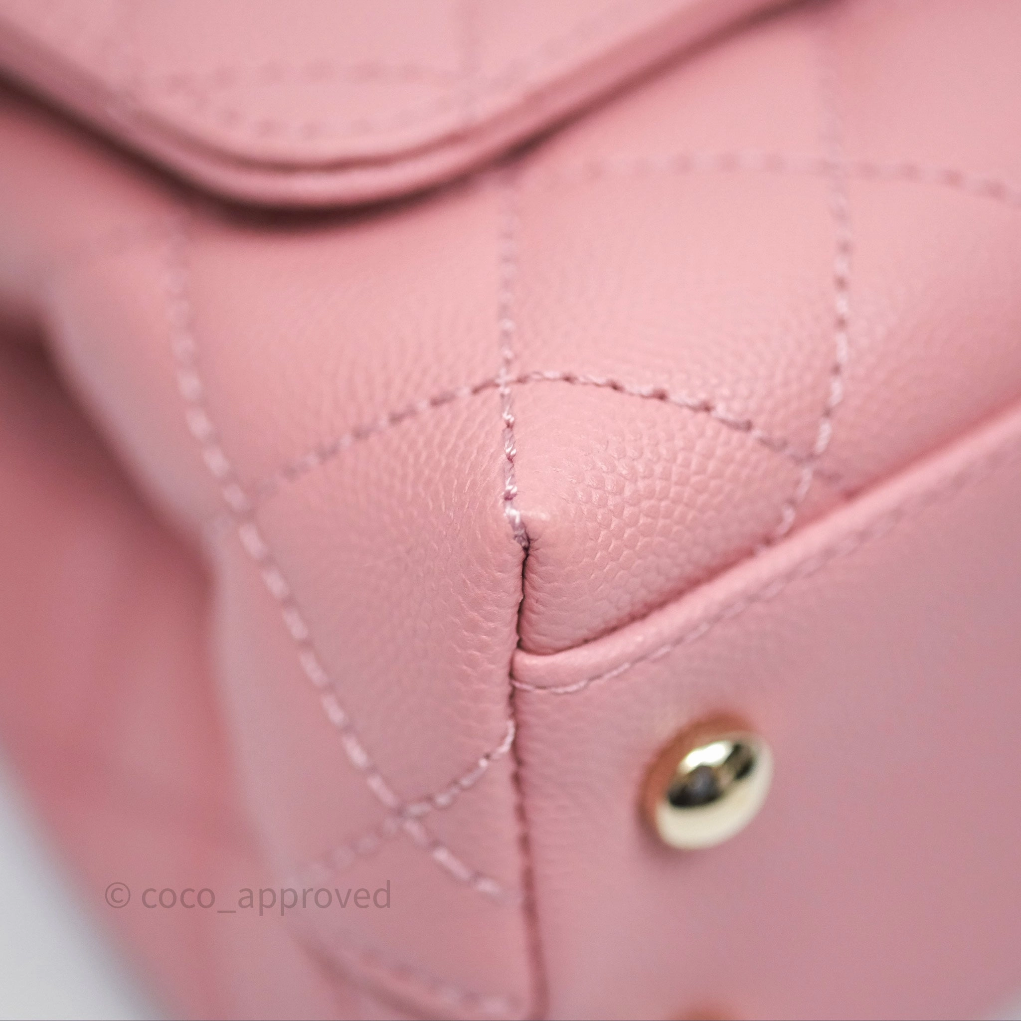 Chanel Mini Coco Handle Quilted Pink Caviar Gold Hardware