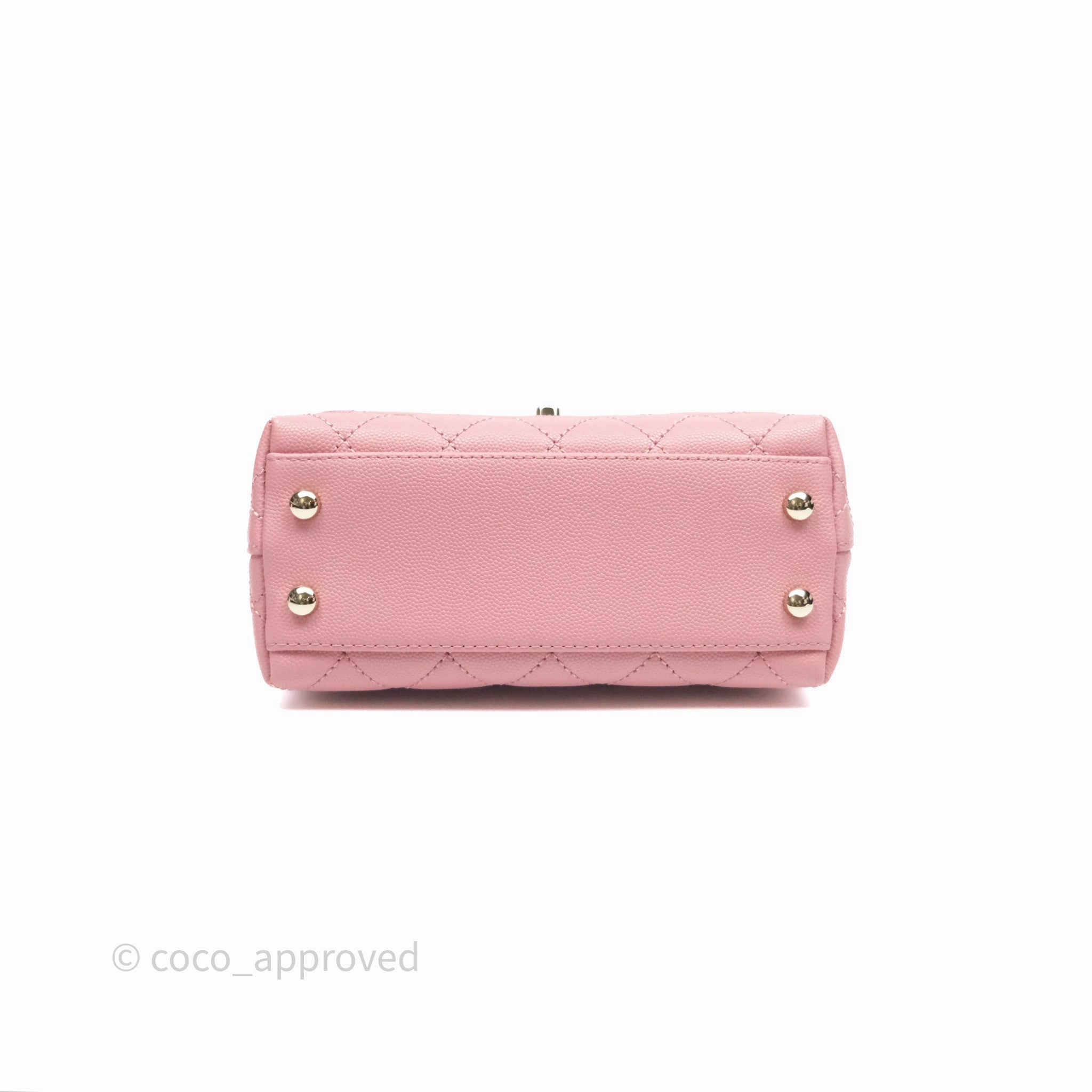 Chanel Mini Coco Handle Quilted Pink Caviar Gold Hardware