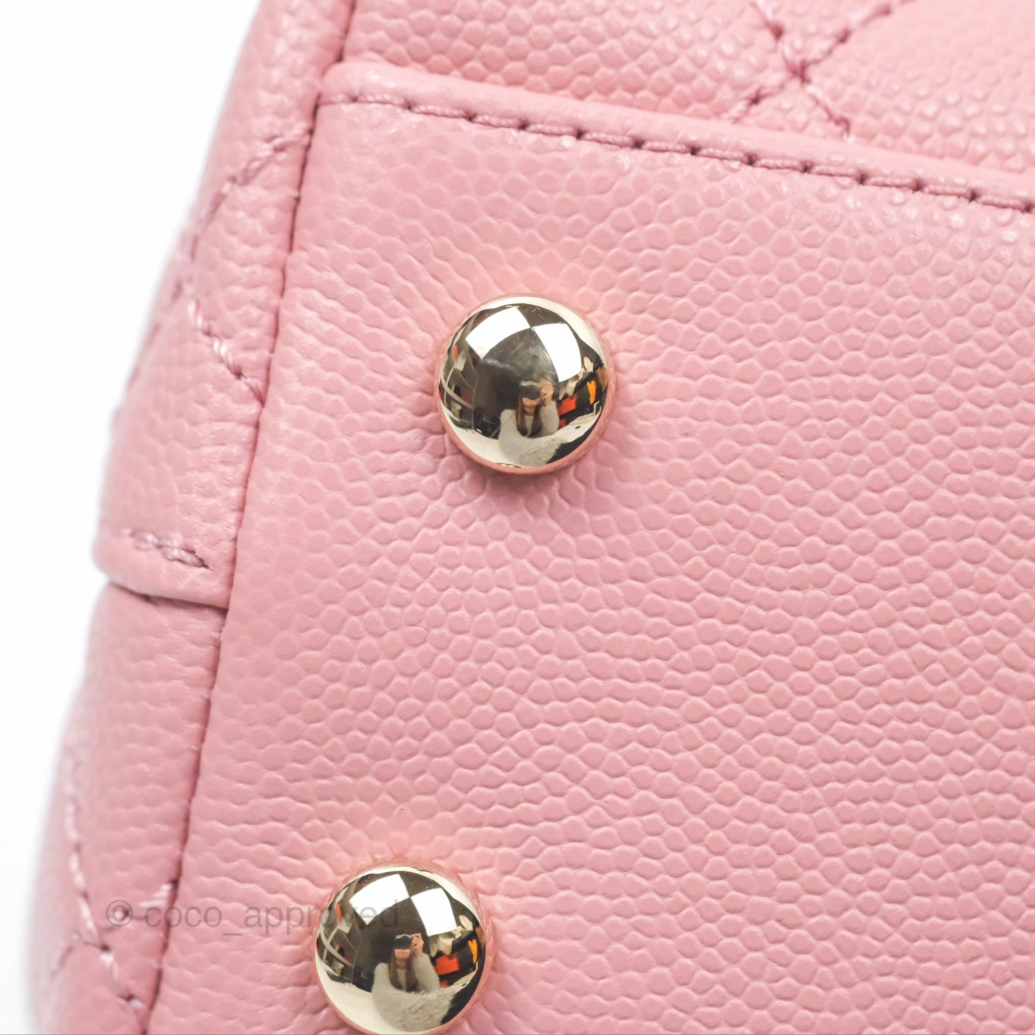 Chanel Mini Coco Handle Quilted Pink Caviar Gold Hardware