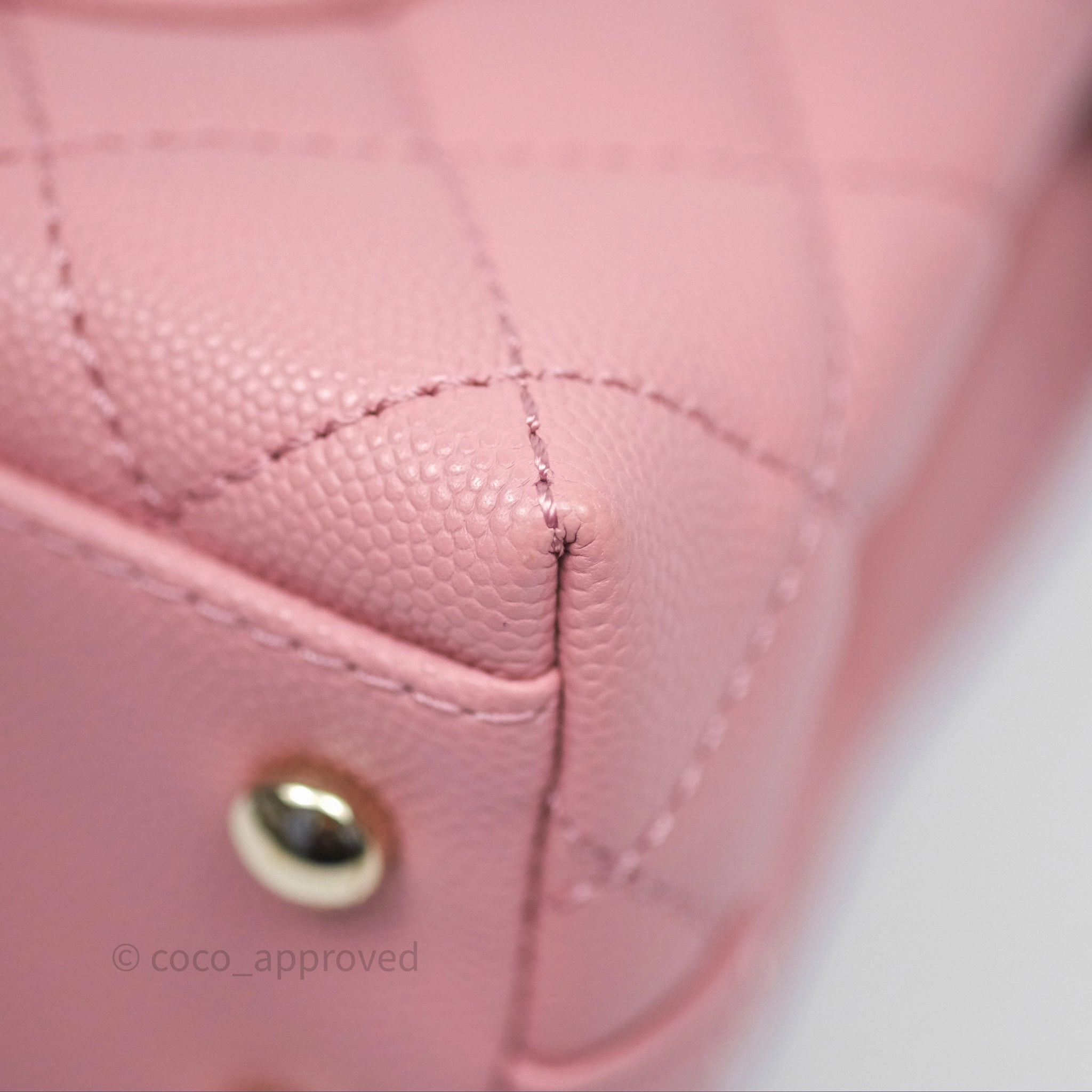 Chanel Mini Coco Handle Quilted Pink Caviar Gold Hardware
