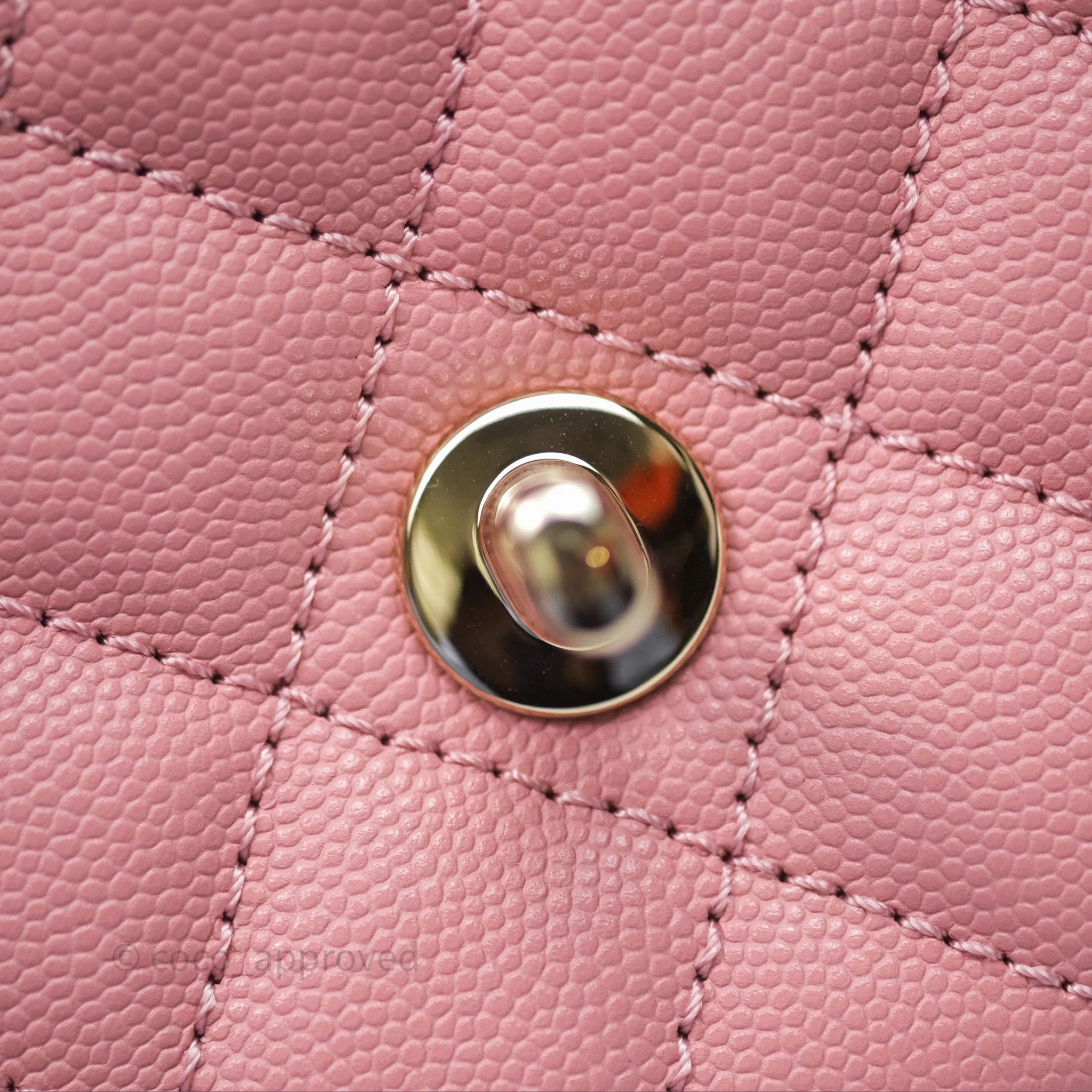 Chanel Mini Coco Handle Quilted Pink Caviar Gold Hardware