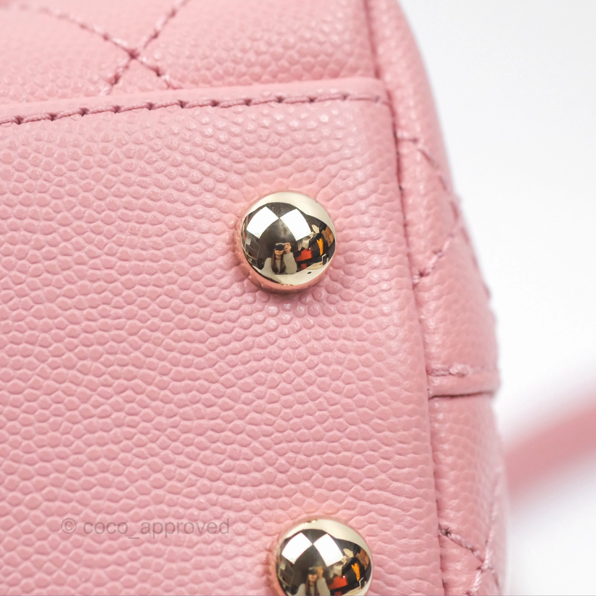 Chanel Mini Coco Handle Quilted Pink Caviar Gold Hardware