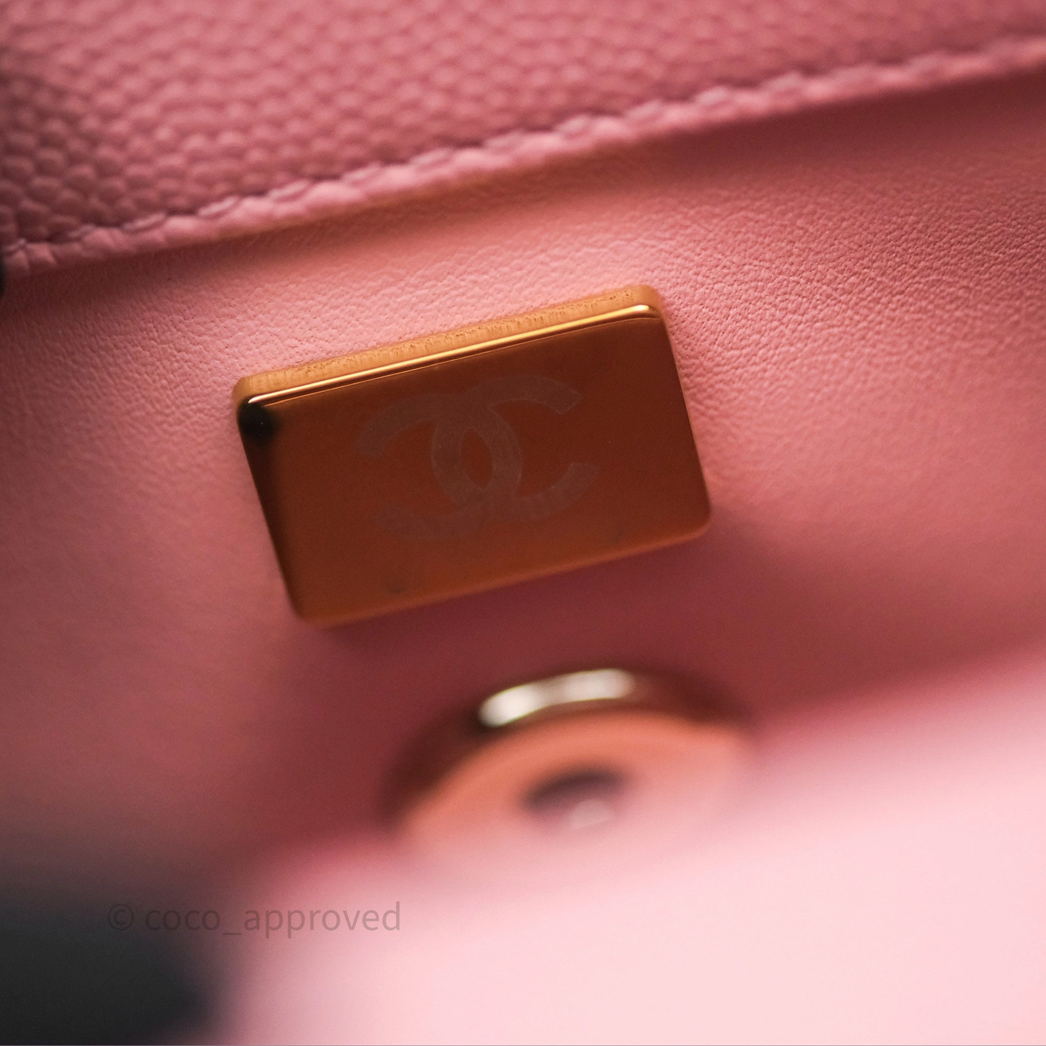 Chanel Mini Coco Handle Quilted Pink Caviar Gold Hardware
