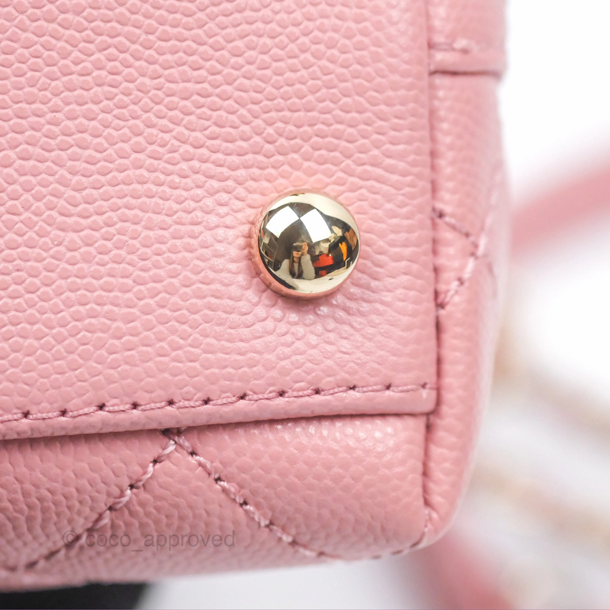 Chanel Mini Coco Handle Quilted Pink Caviar Gold Hardware