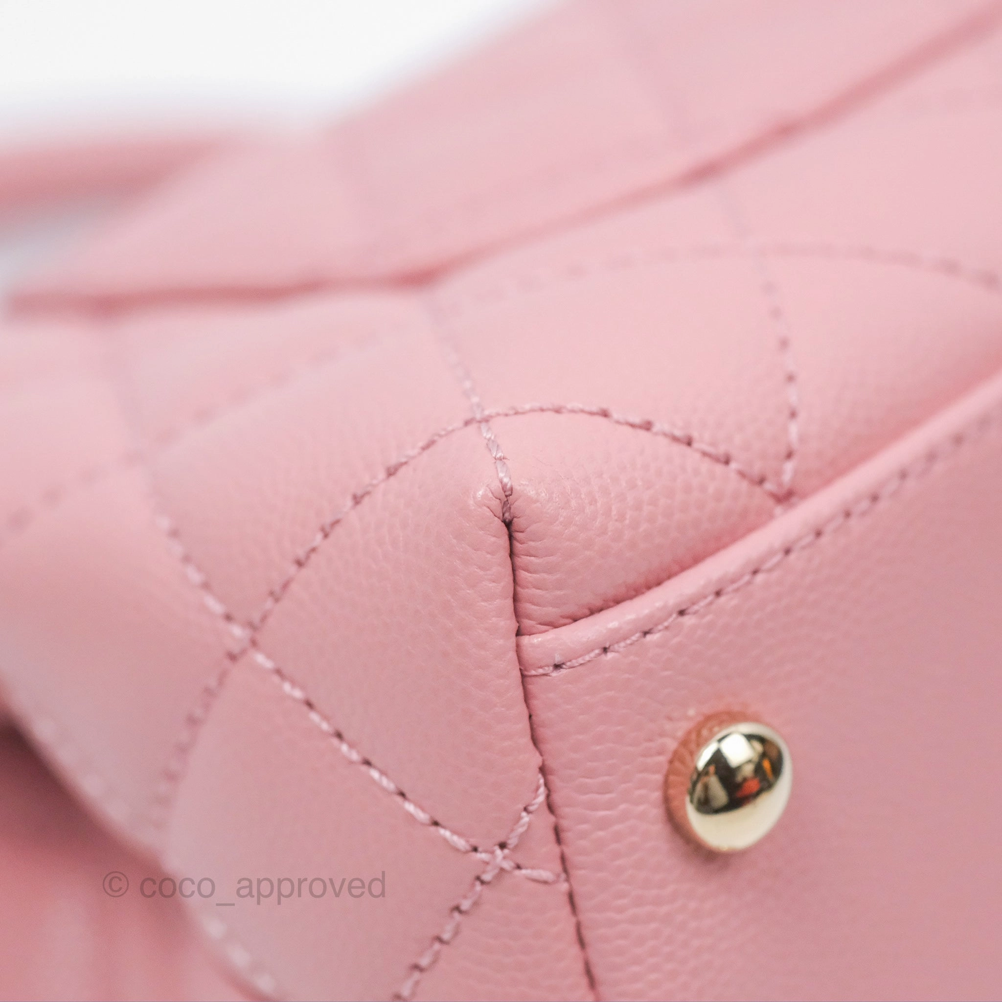 Chanel Mini Coco Handle Quilted Pink Caviar Gold Hardware