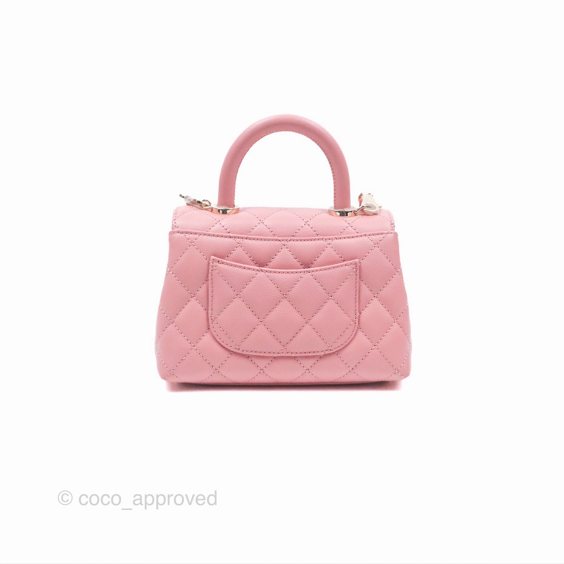 Chanel Mini Coco Handle Quilted Pink Caviar Gold Hardware