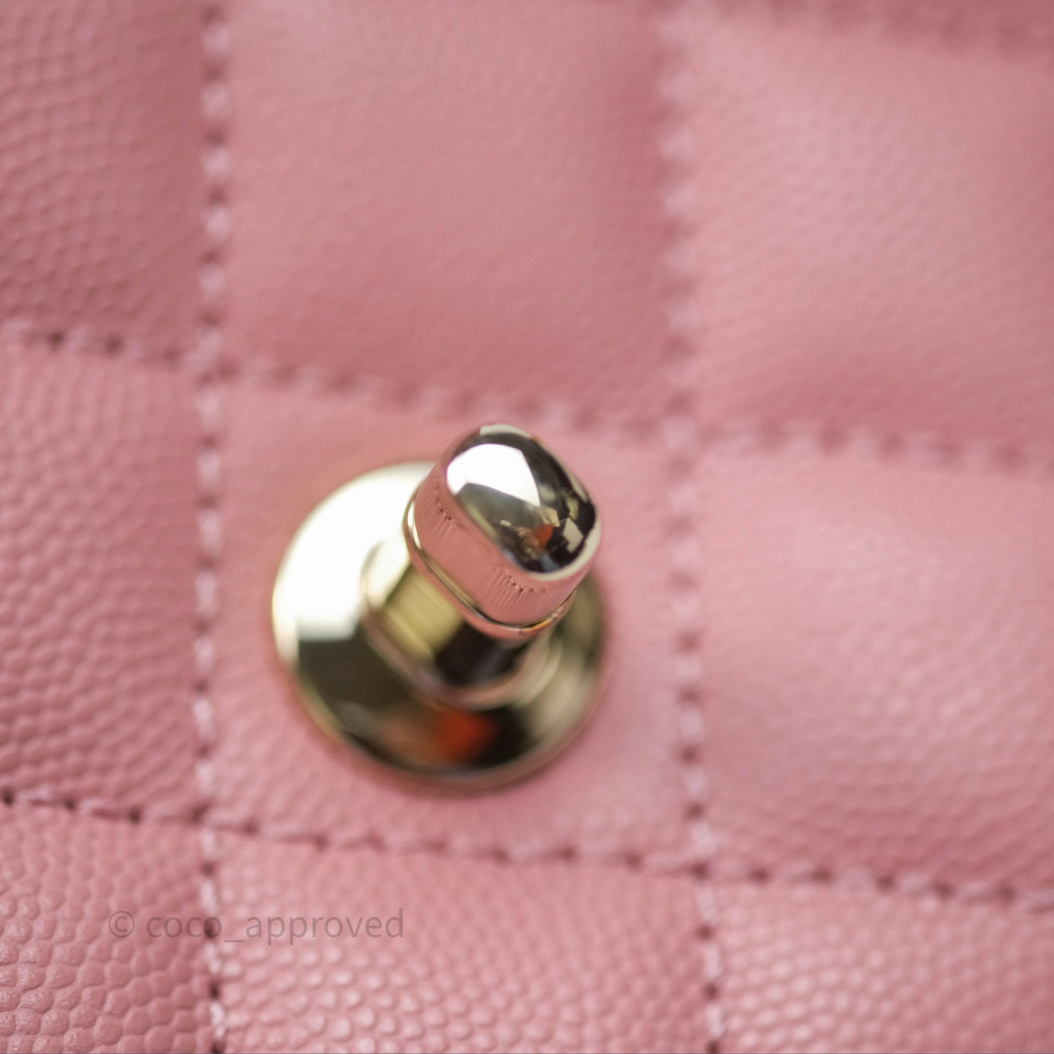 Chanel Mini Coco Handle Quilted Pink Caviar Gold Hardware