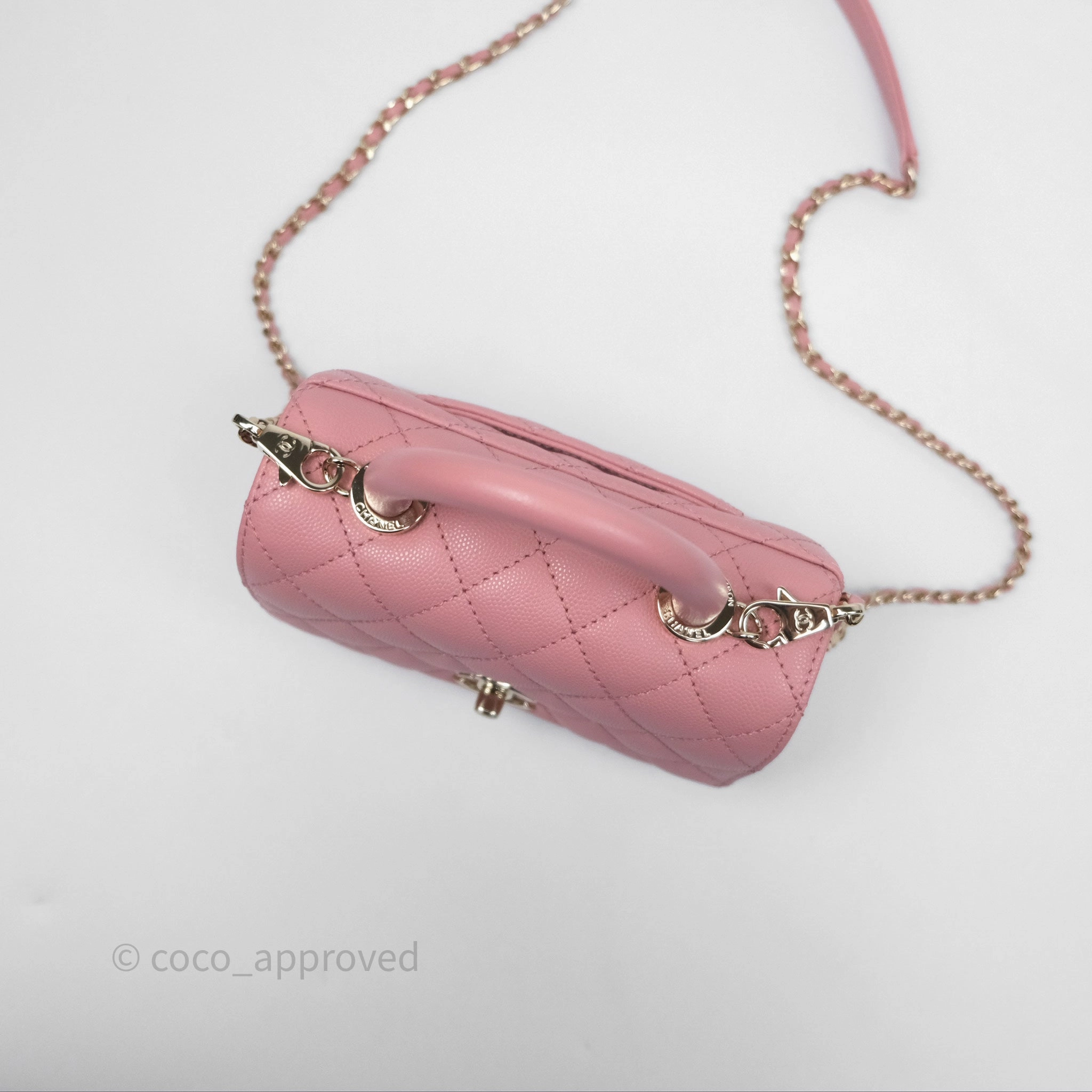 Chanel Mini Coco Handle Quilted Pink Caviar Gold Hardware