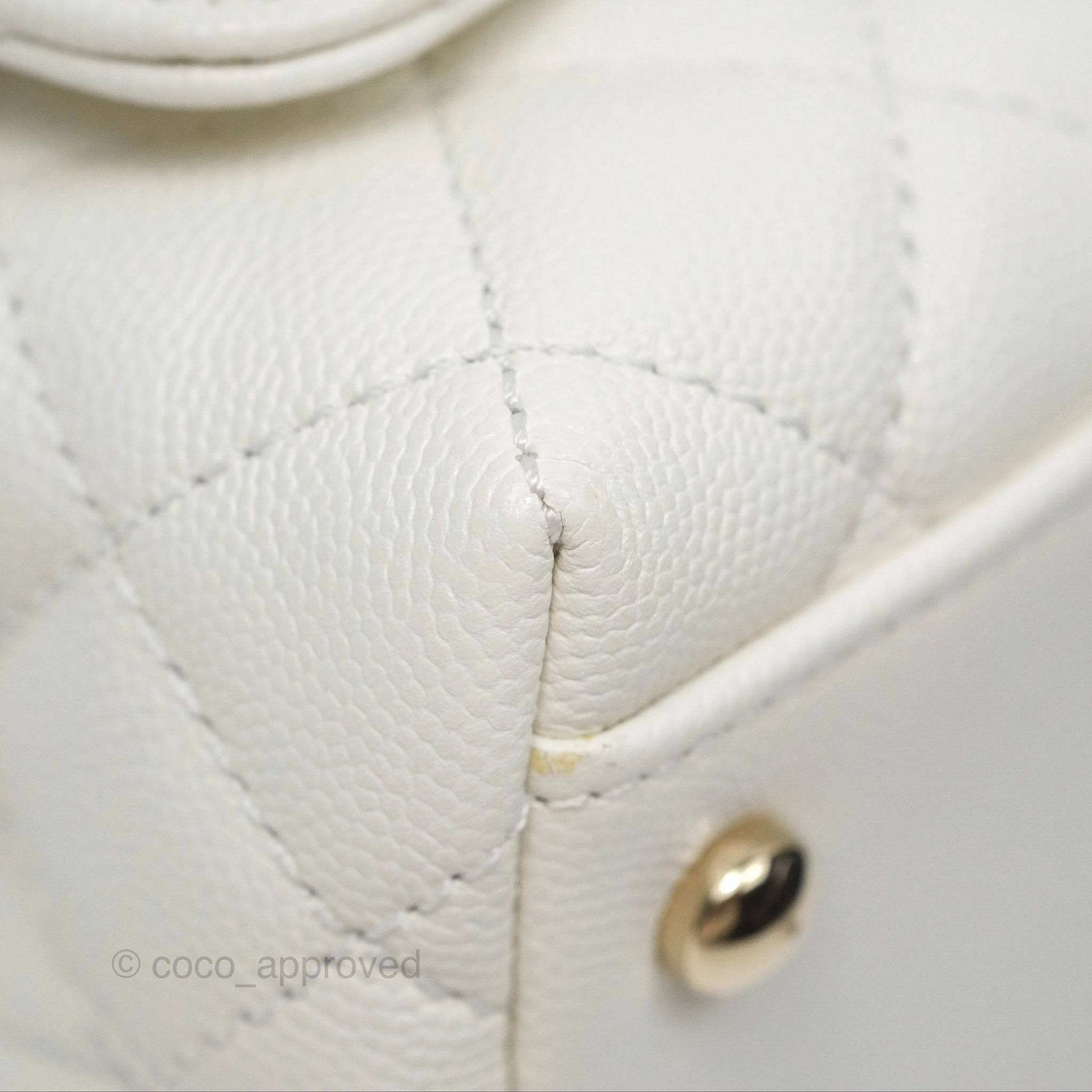 Chanel Mini Coco Handle White Caviar Gold Hardware