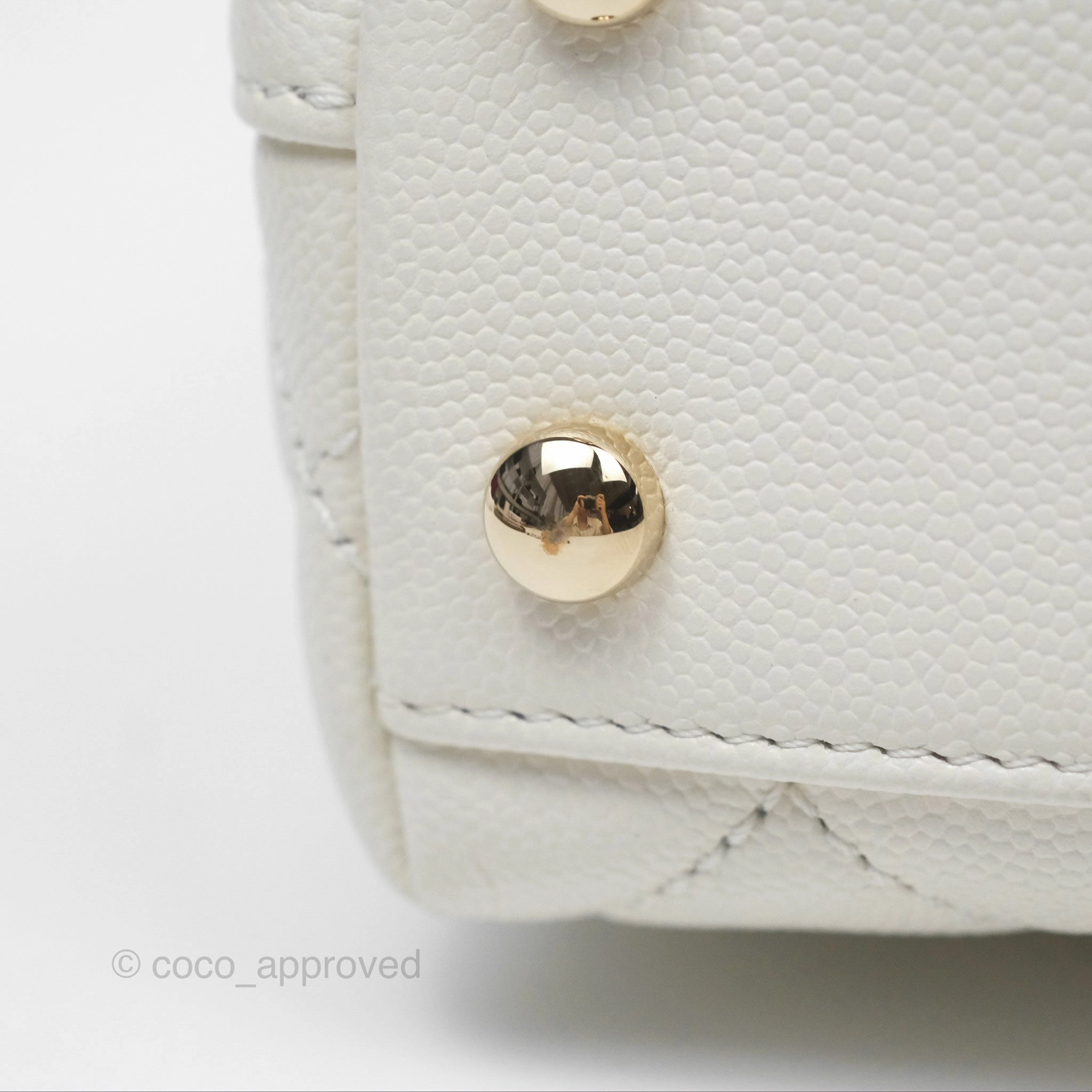 Chanel Mini Coco Handle White Caviar Gold Hardware