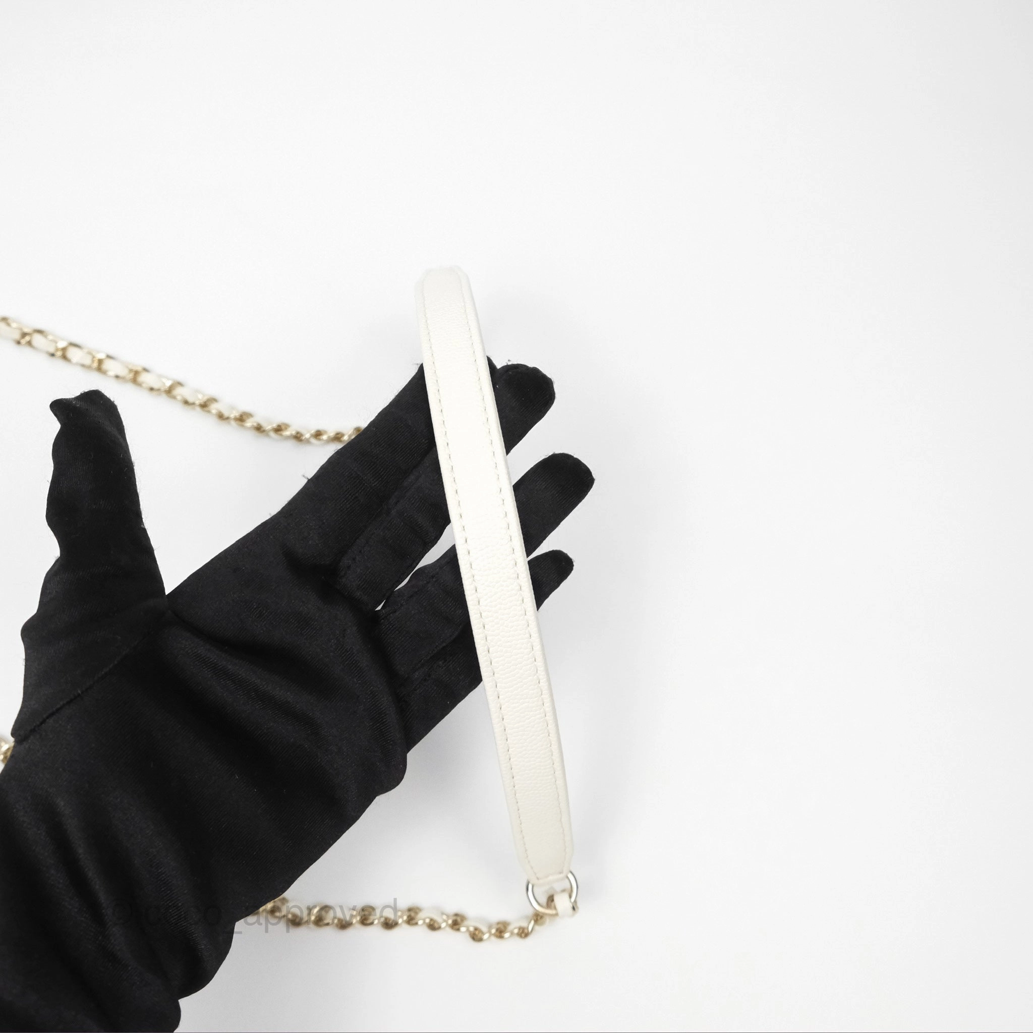 Chanel Mini Coco Handle White Caviar Gold Hardware