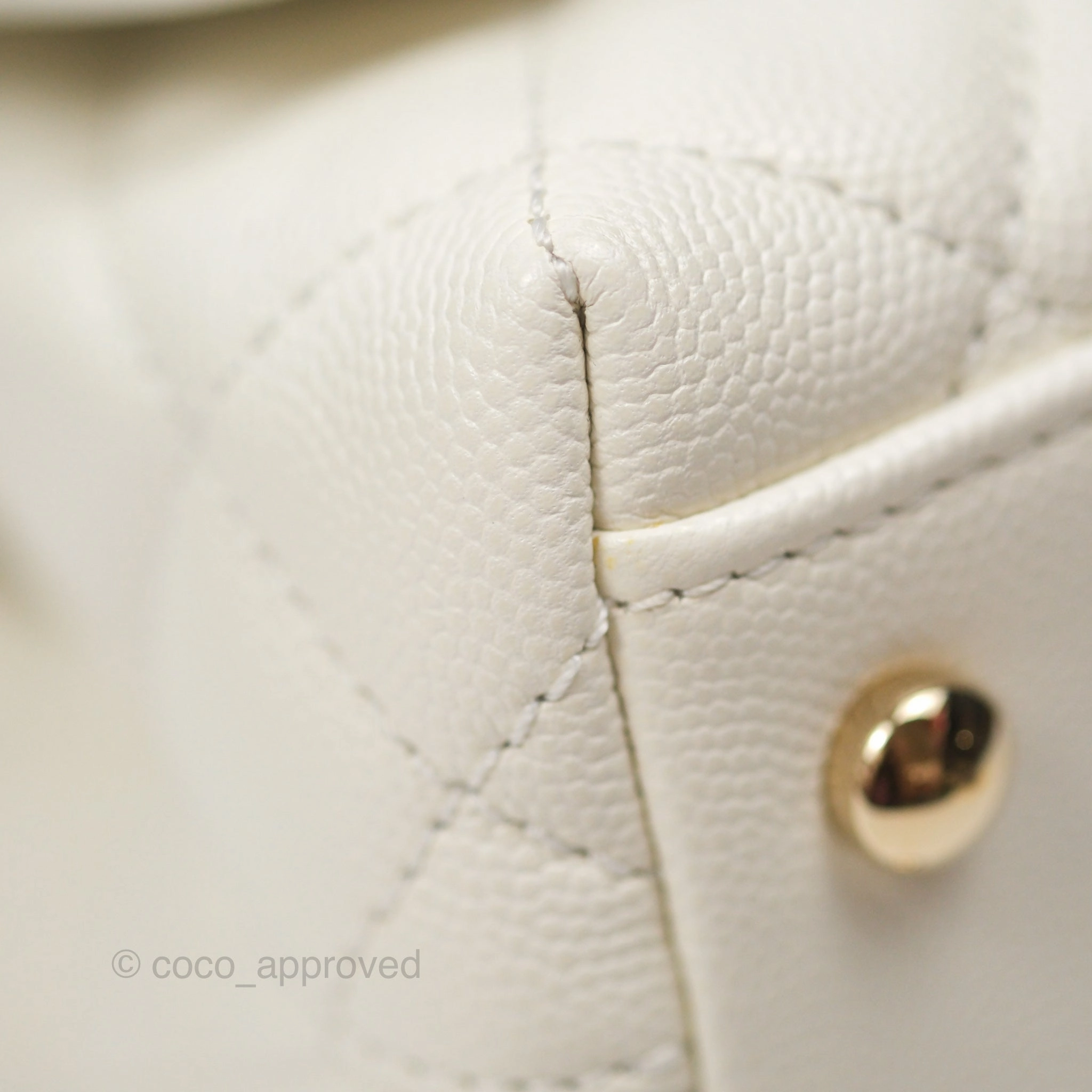 Chanel Mini Coco Handle White Caviar Gold Hardware