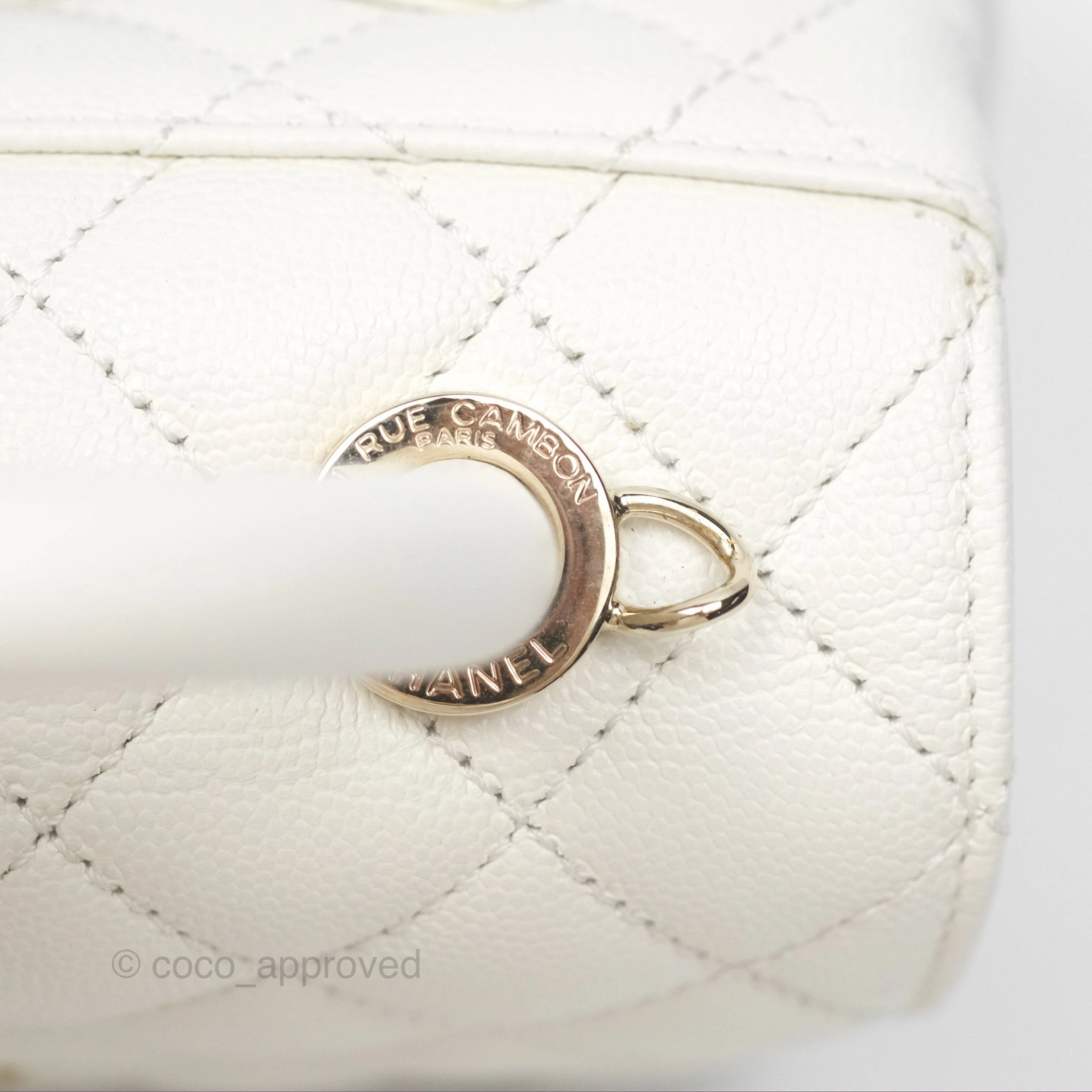 Chanel Mini Coco Handle White Caviar Gold Hardware