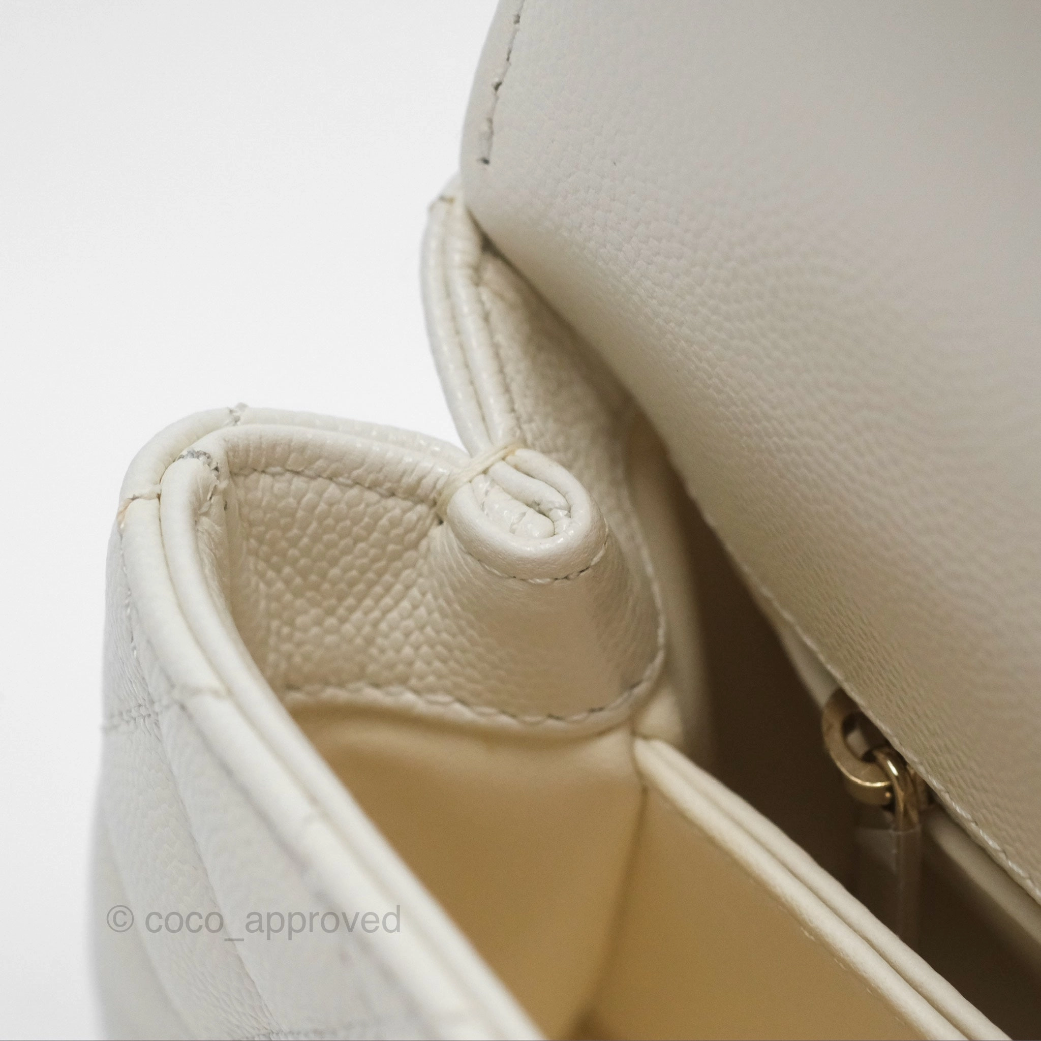 Chanel Mini Coco Handle White Caviar Gold Hardware