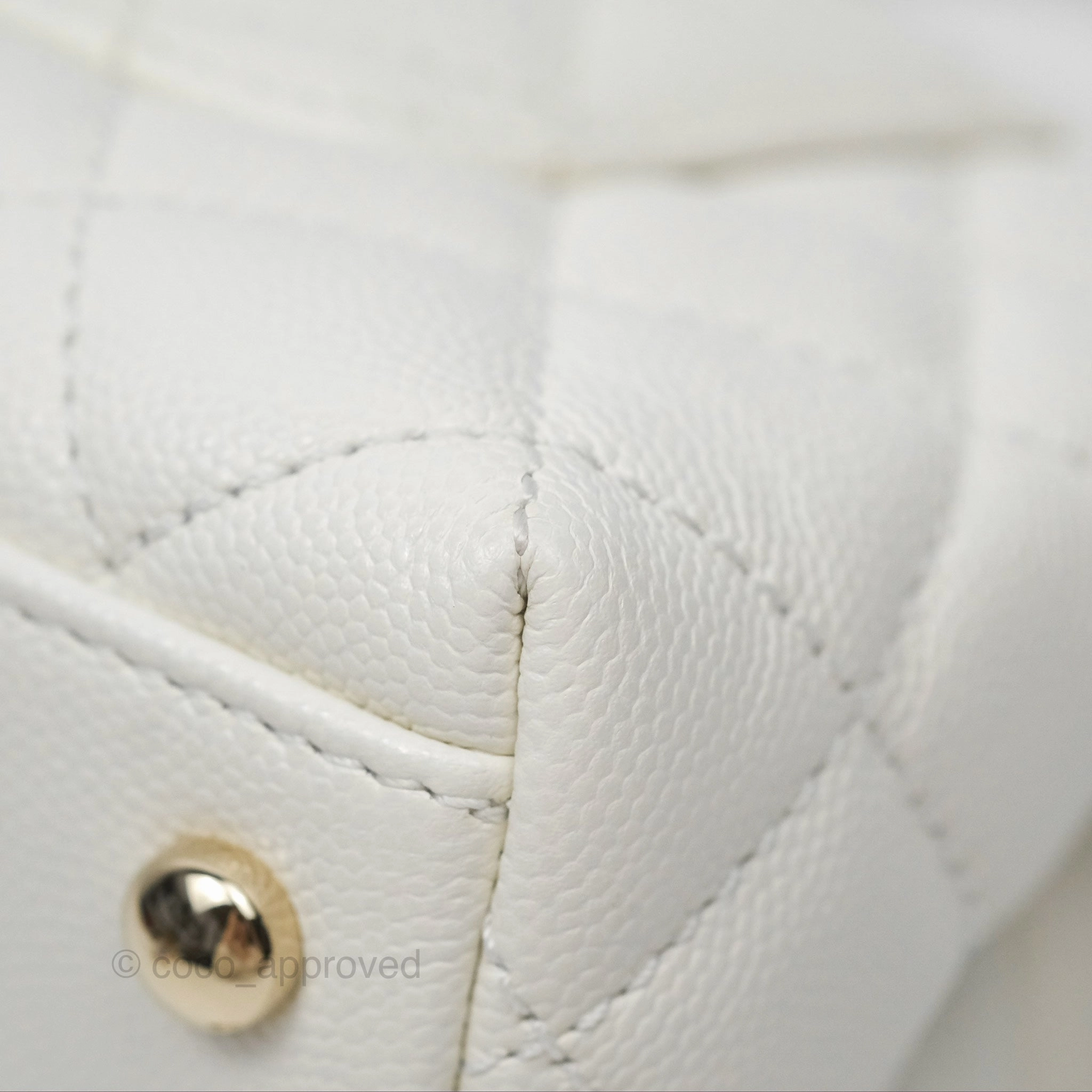 Chanel Mini Coco Handle White Caviar Gold Hardware