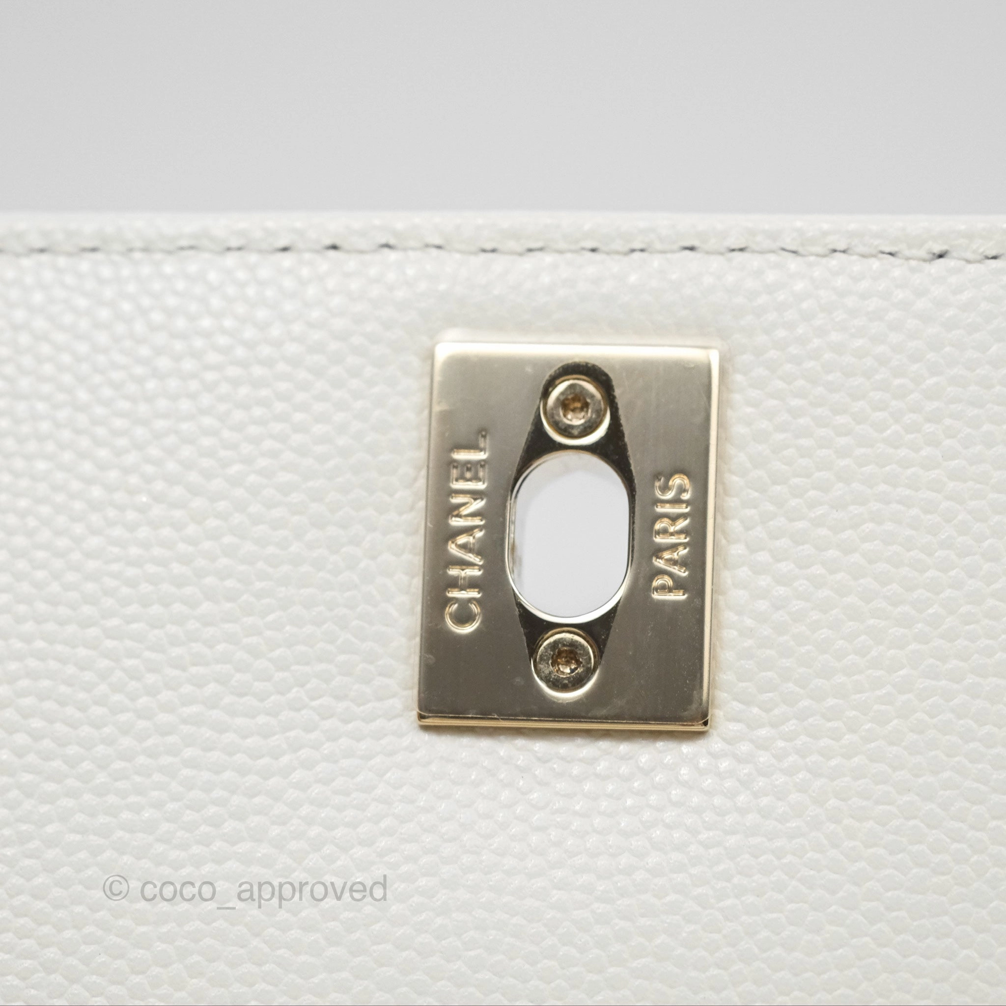 Chanel Mini Coco Handle White Caviar Gold Hardware